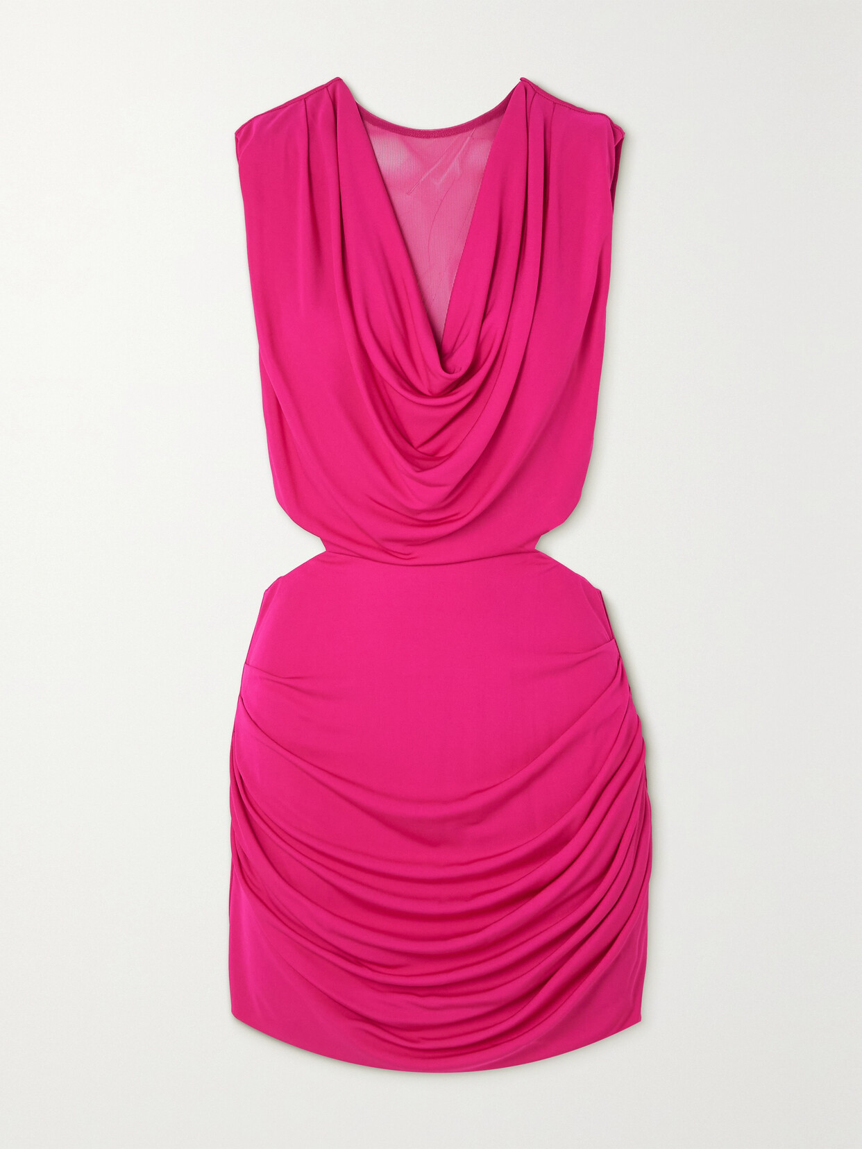LES RÊVERIES Cutout Draped Mesh-trimmed Jersey Mini Dress - Pink
