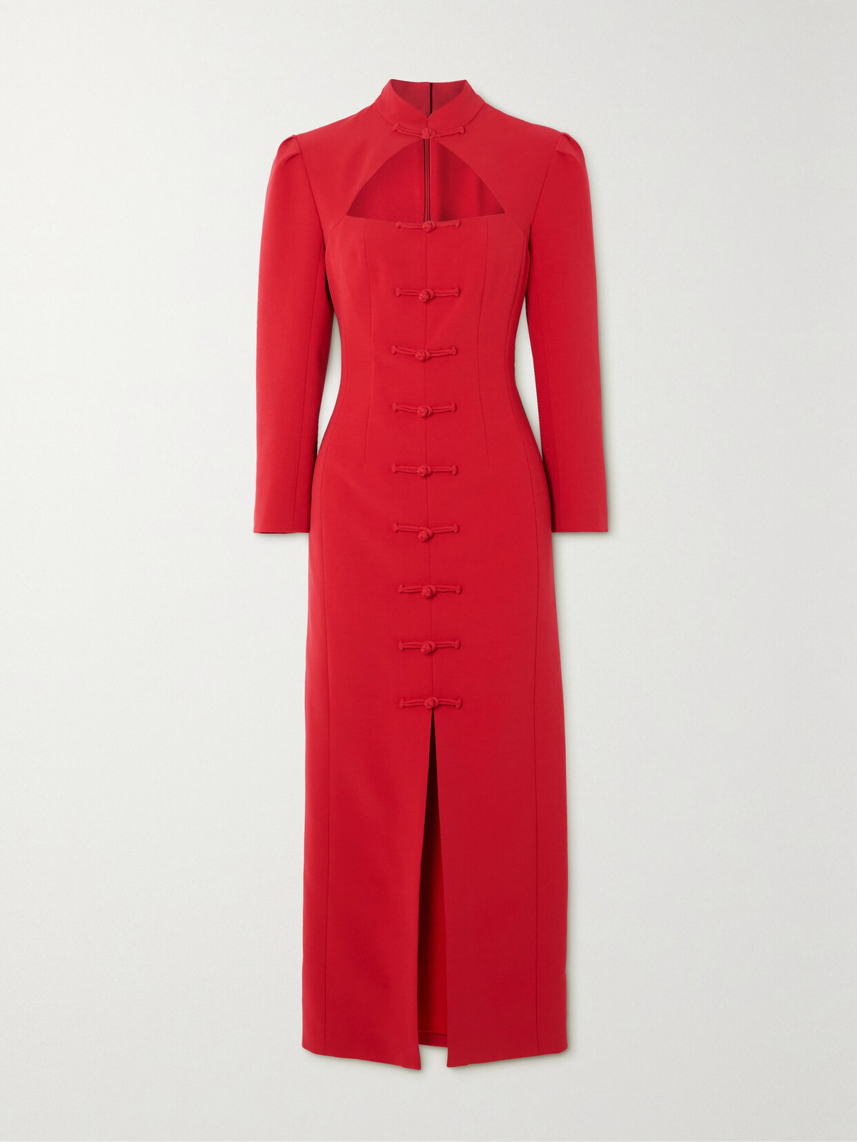 Huishan Zhang Tao Knotted Cutout Recycled-crepe Midi Dress In Red