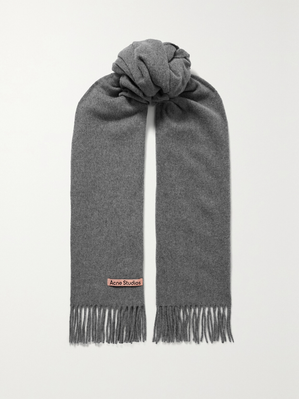 Acne Studios - Canada Narrow Fringed Wool Scarf - Gray