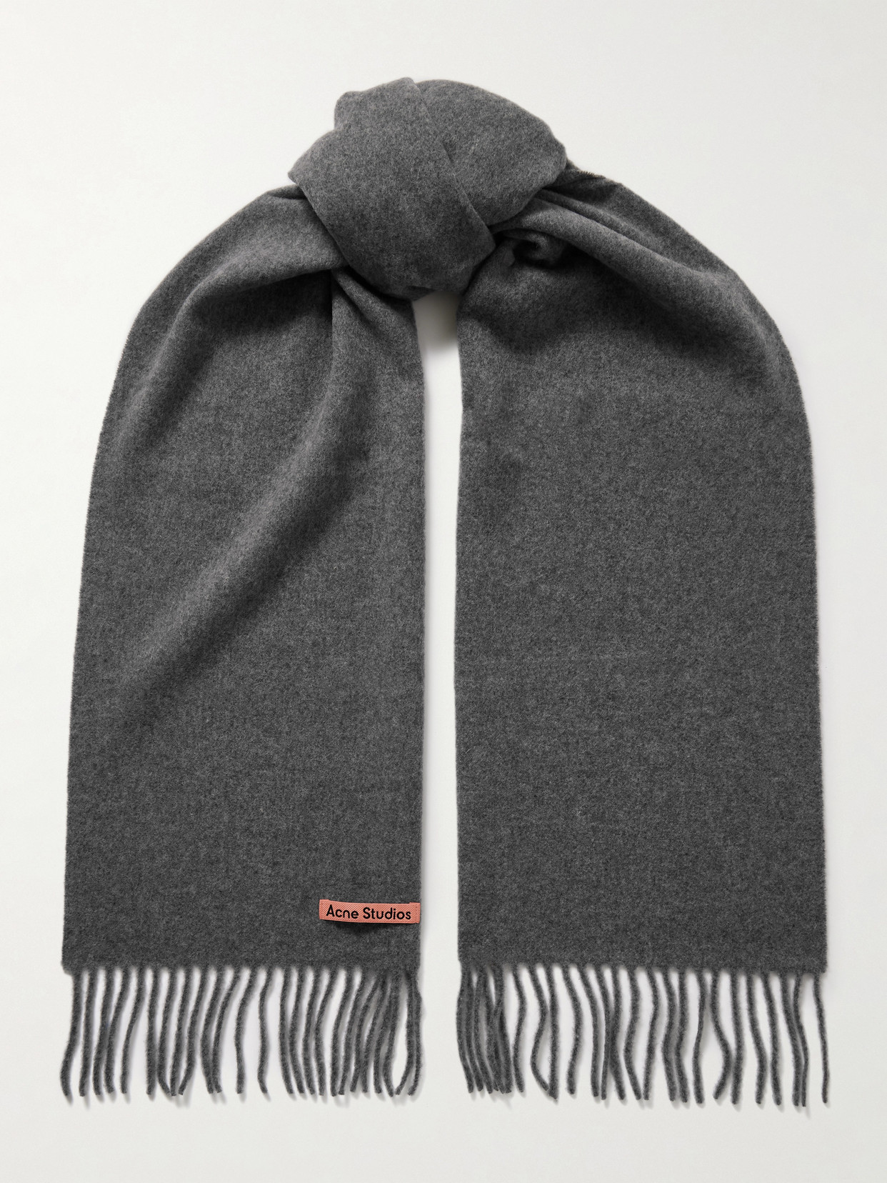Acne Studios Fringed Wool Scarf In Gray