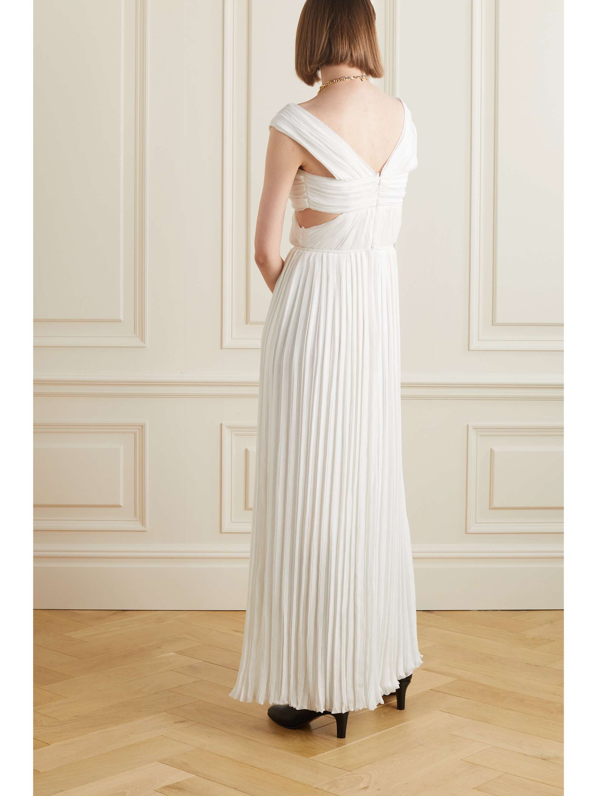 CHLOÉ Cutout pleated silk-chiffon gown