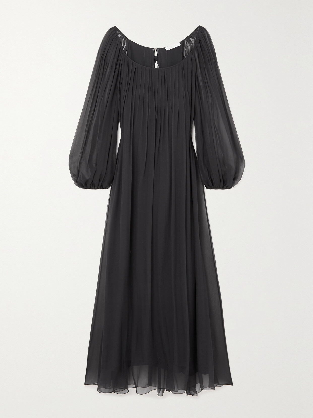 Chloé Ruffled Pleated Silk-chiffon Midi Dress - Black