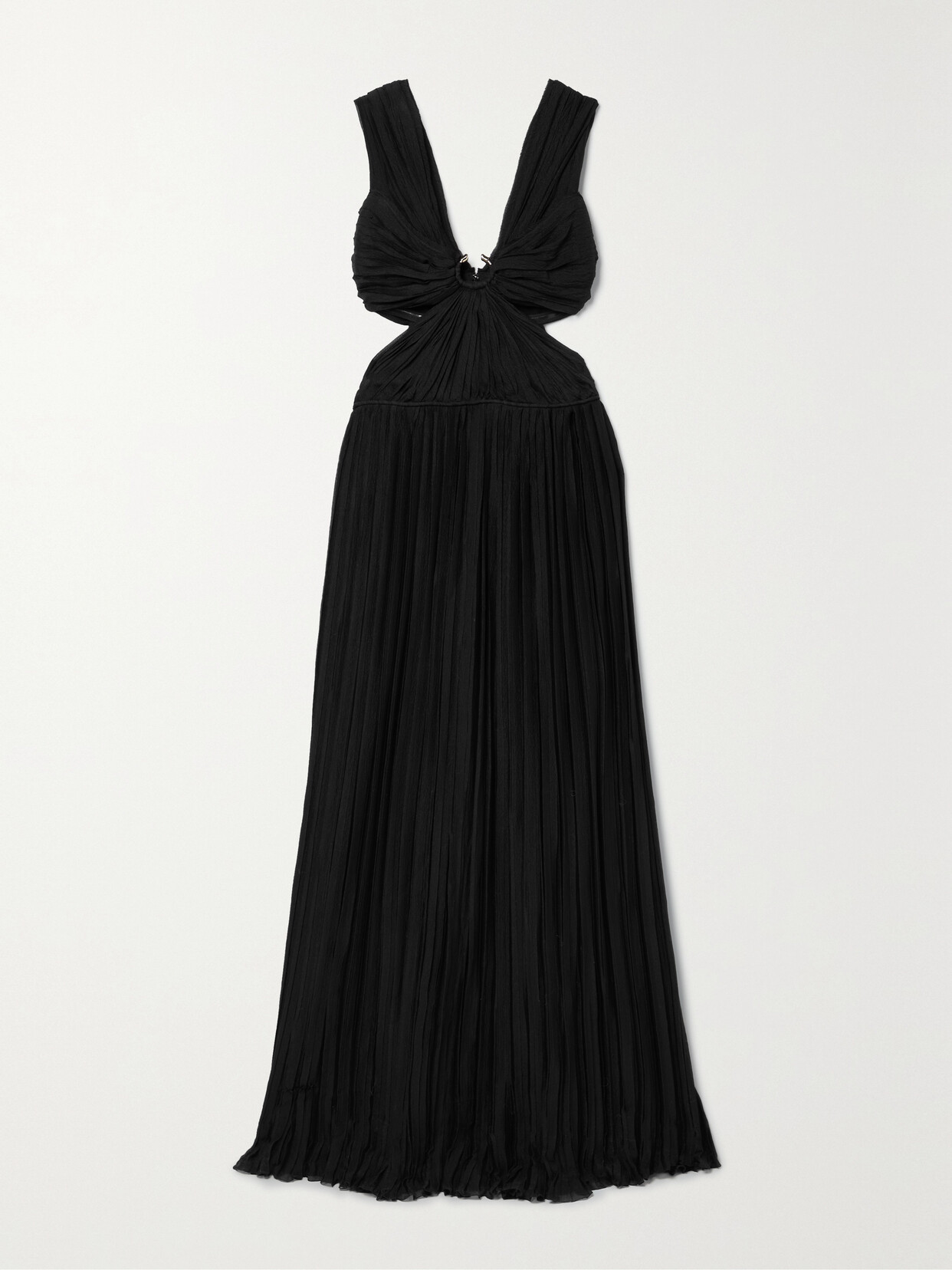 CHLOÉ CUTOUT PLEATED SILK-CHIFFON GOWN