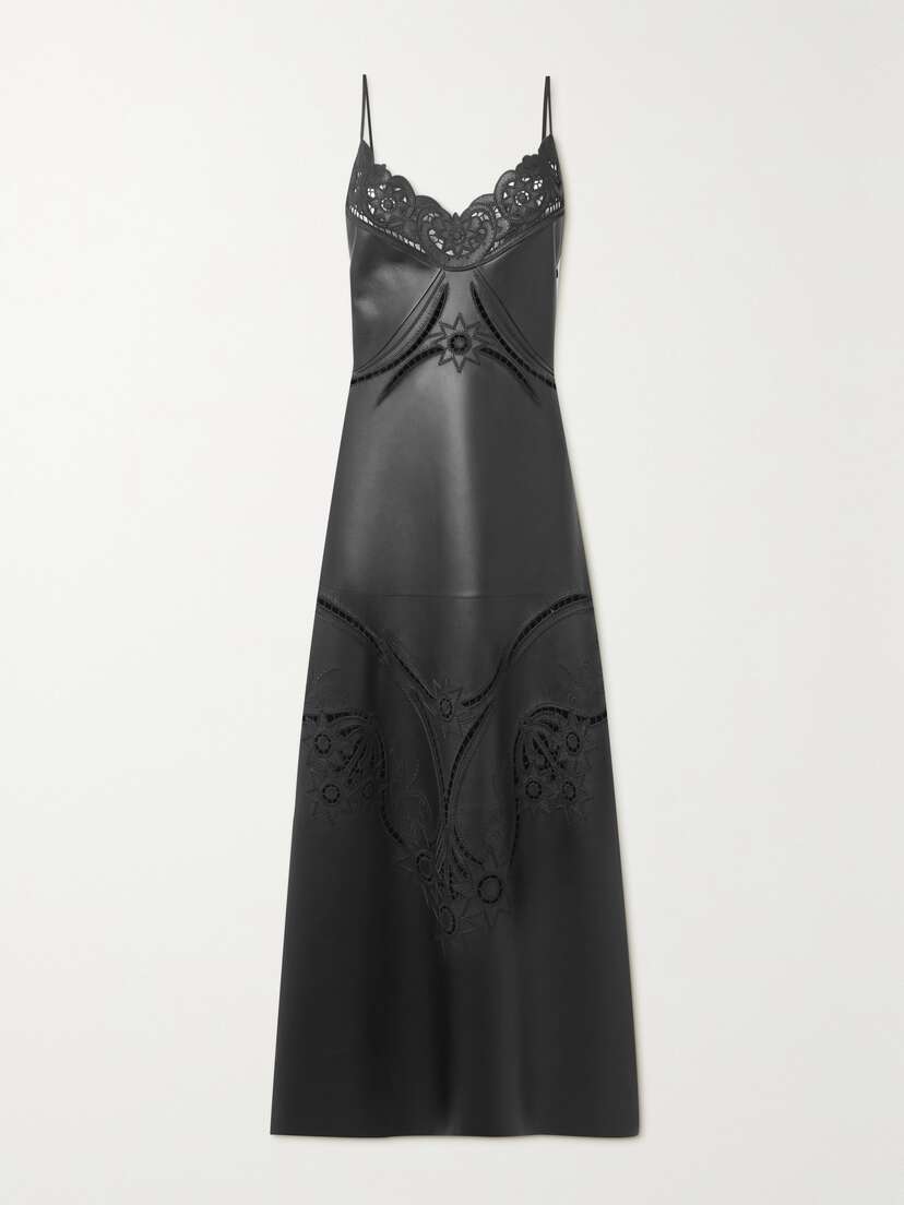 Chloé Embroidered Leather Midi Dress