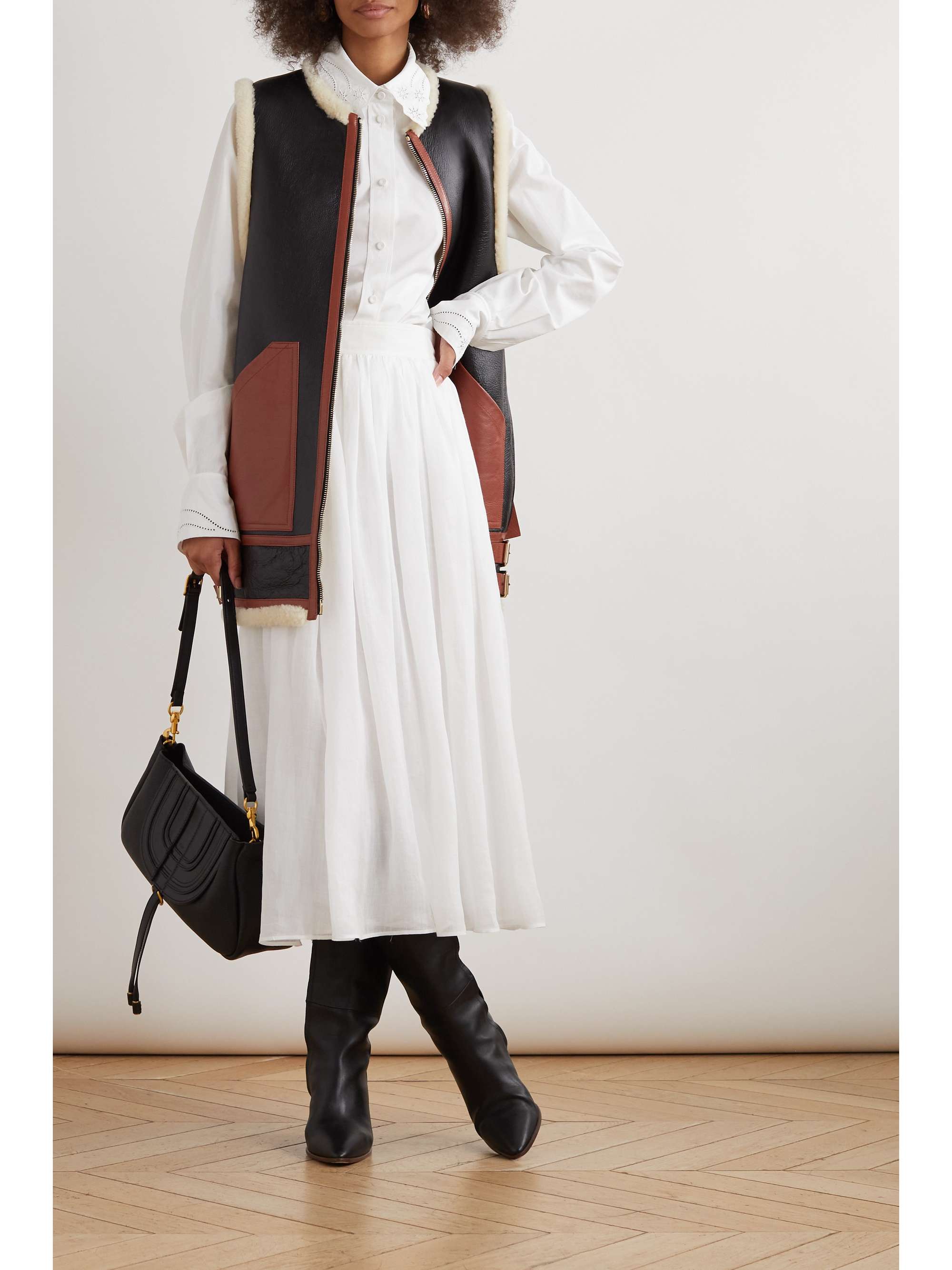 CHLOÉ 皮革羊毛皮马甲