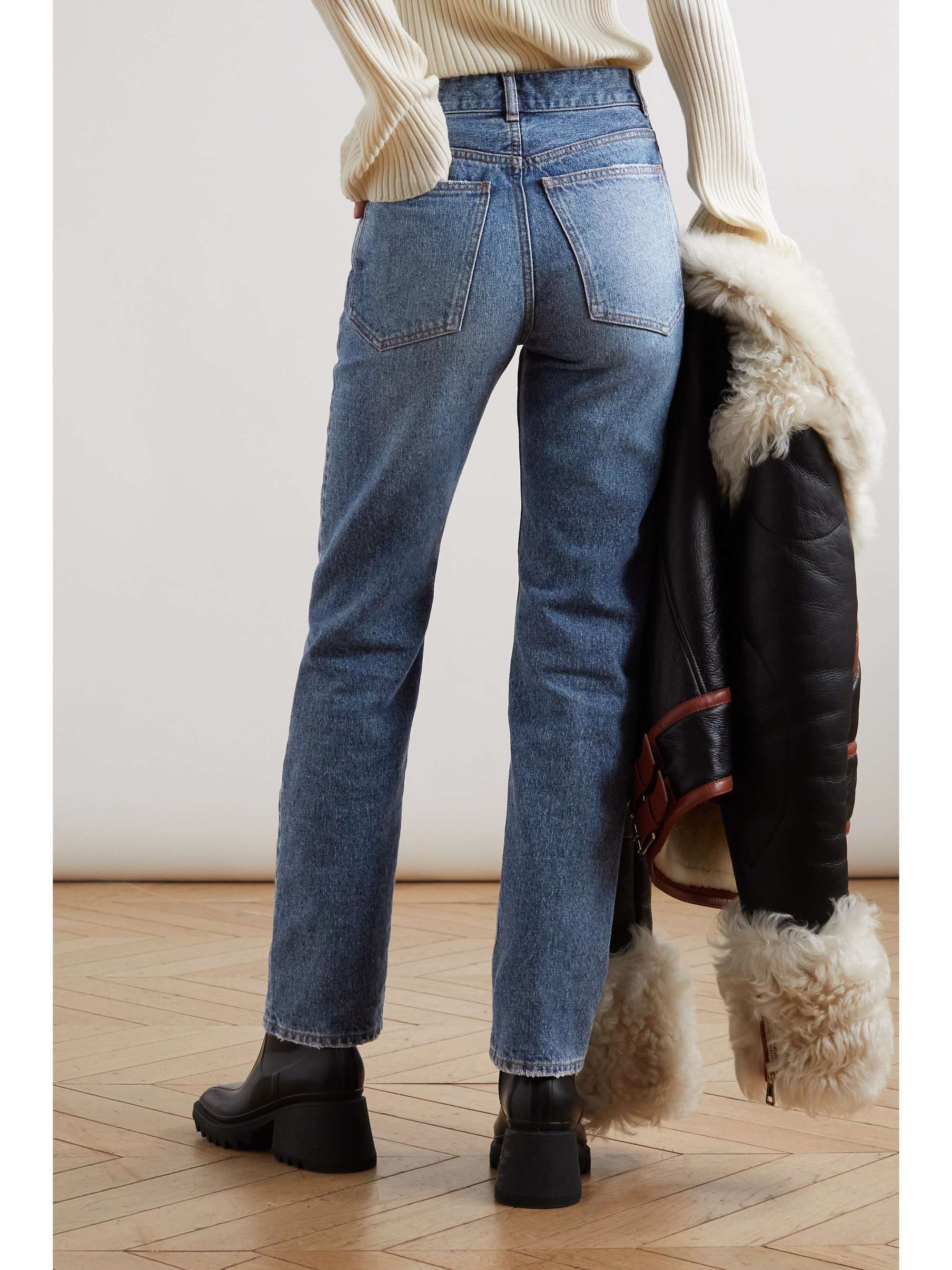 CHLOÉ + NET SUSTAIN Semeru embroidered recycled high-rise straight-leg jeans