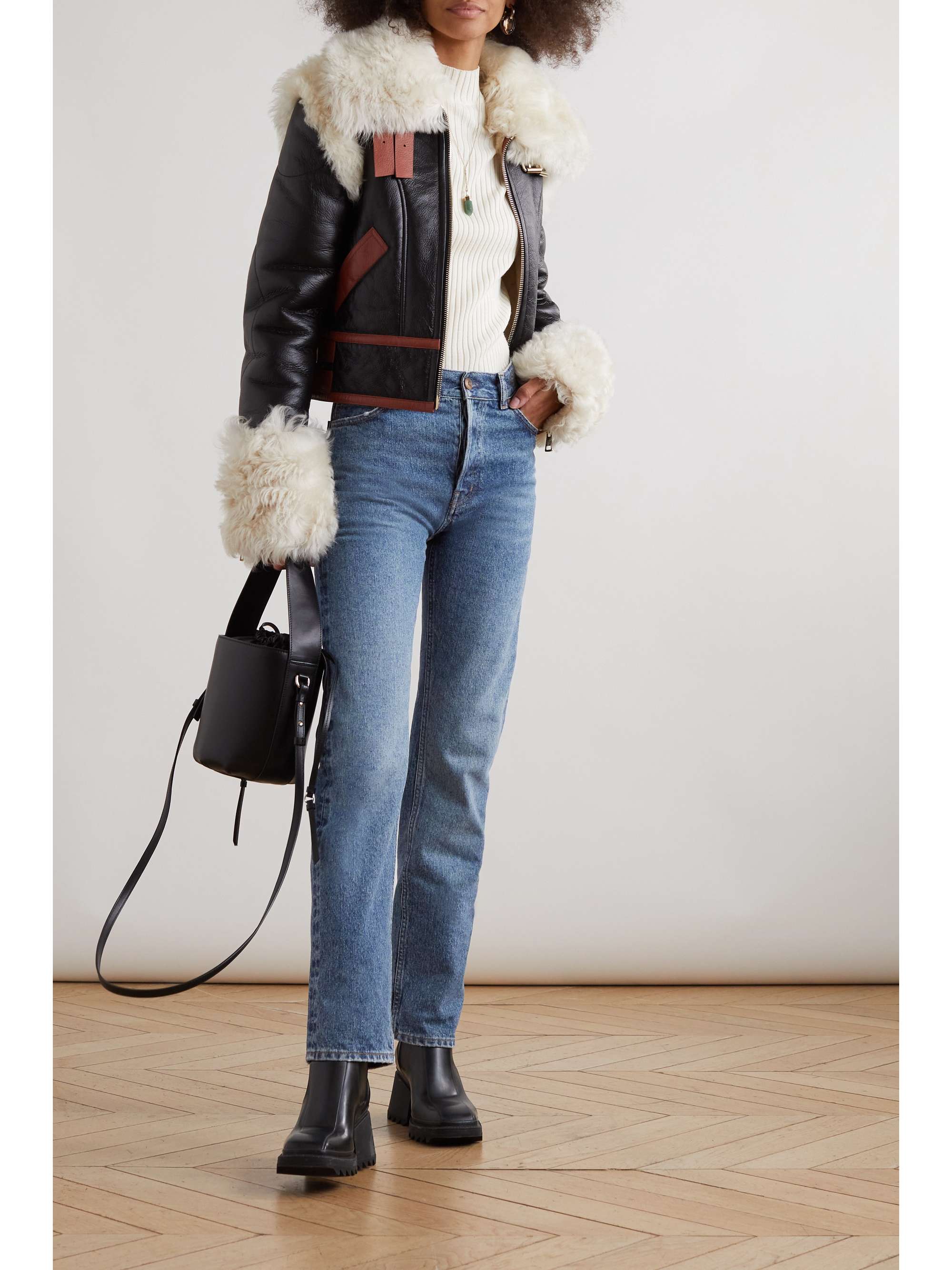 CHLOÉ + NET SUSTAIN Semeru embroidered recycled high-rise straight-leg jeans