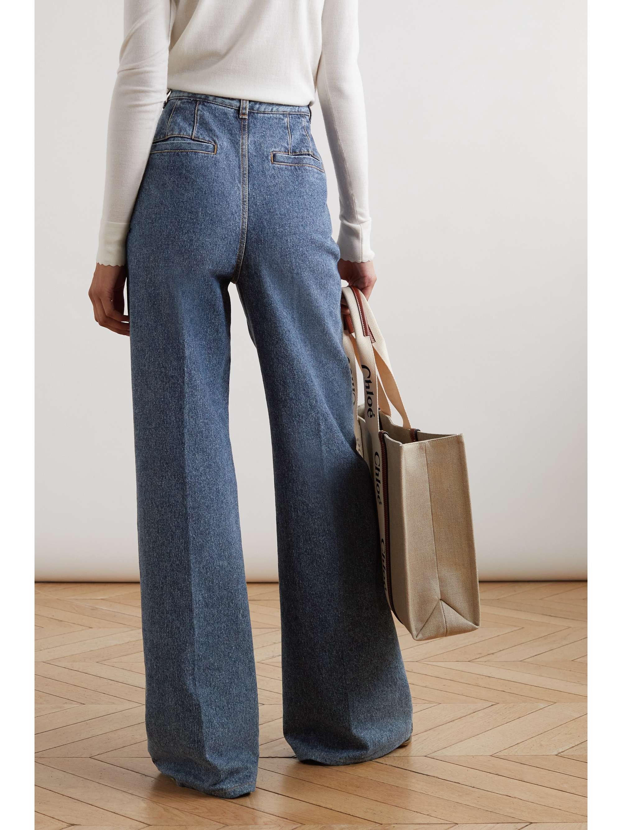 CHLOÉ + NET SUSTAIN recycled high-rise wide-leg jeans