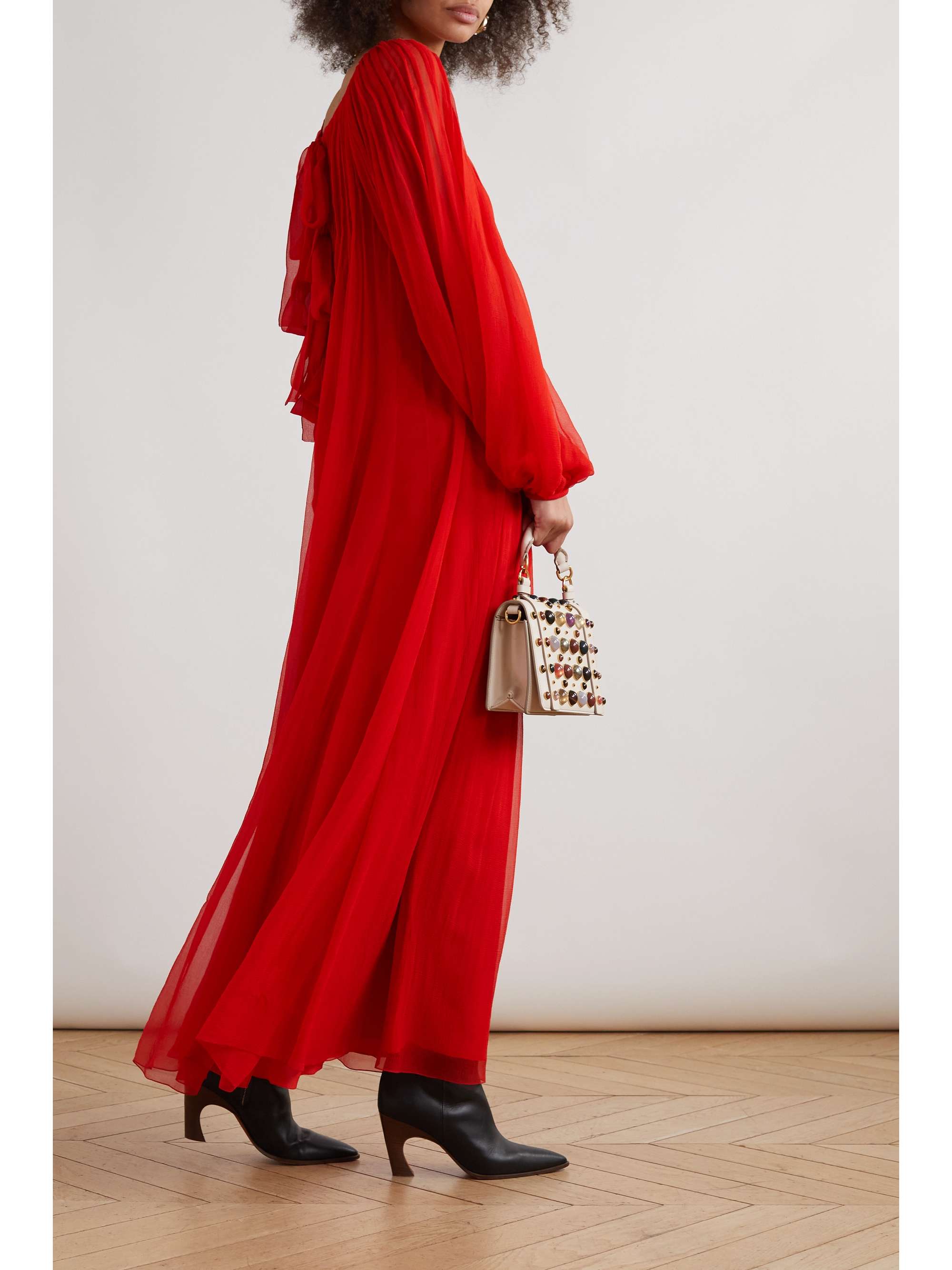 CHLOÉ Pleated silk-chiffon midi dress