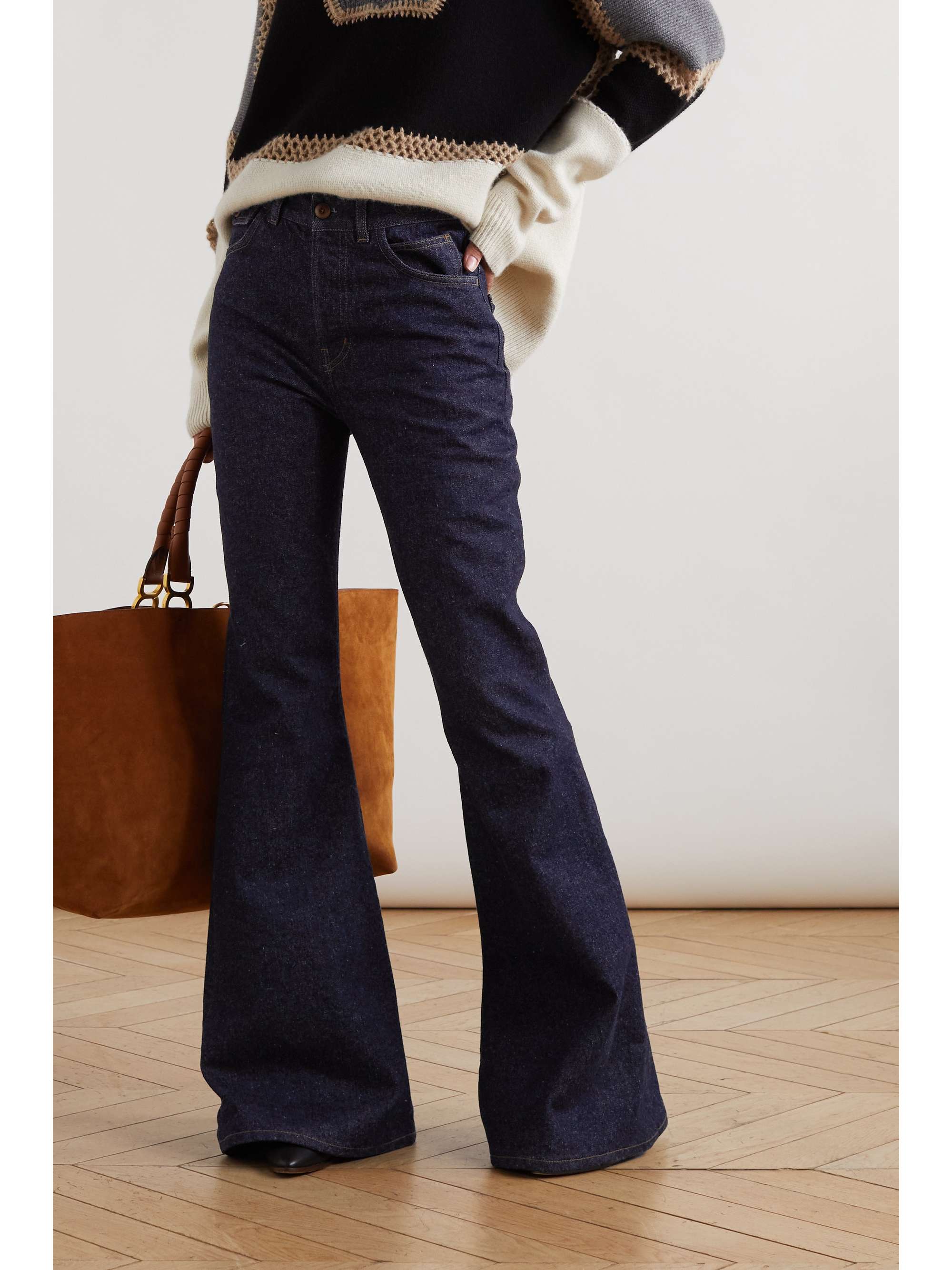 CHLOÉ + NET SUSTAIN recycled high-rise flared jeans