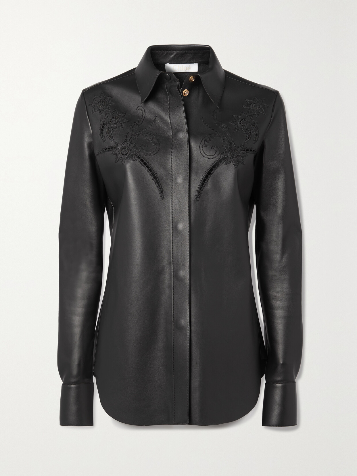 Chloé Leather Shirt In Black