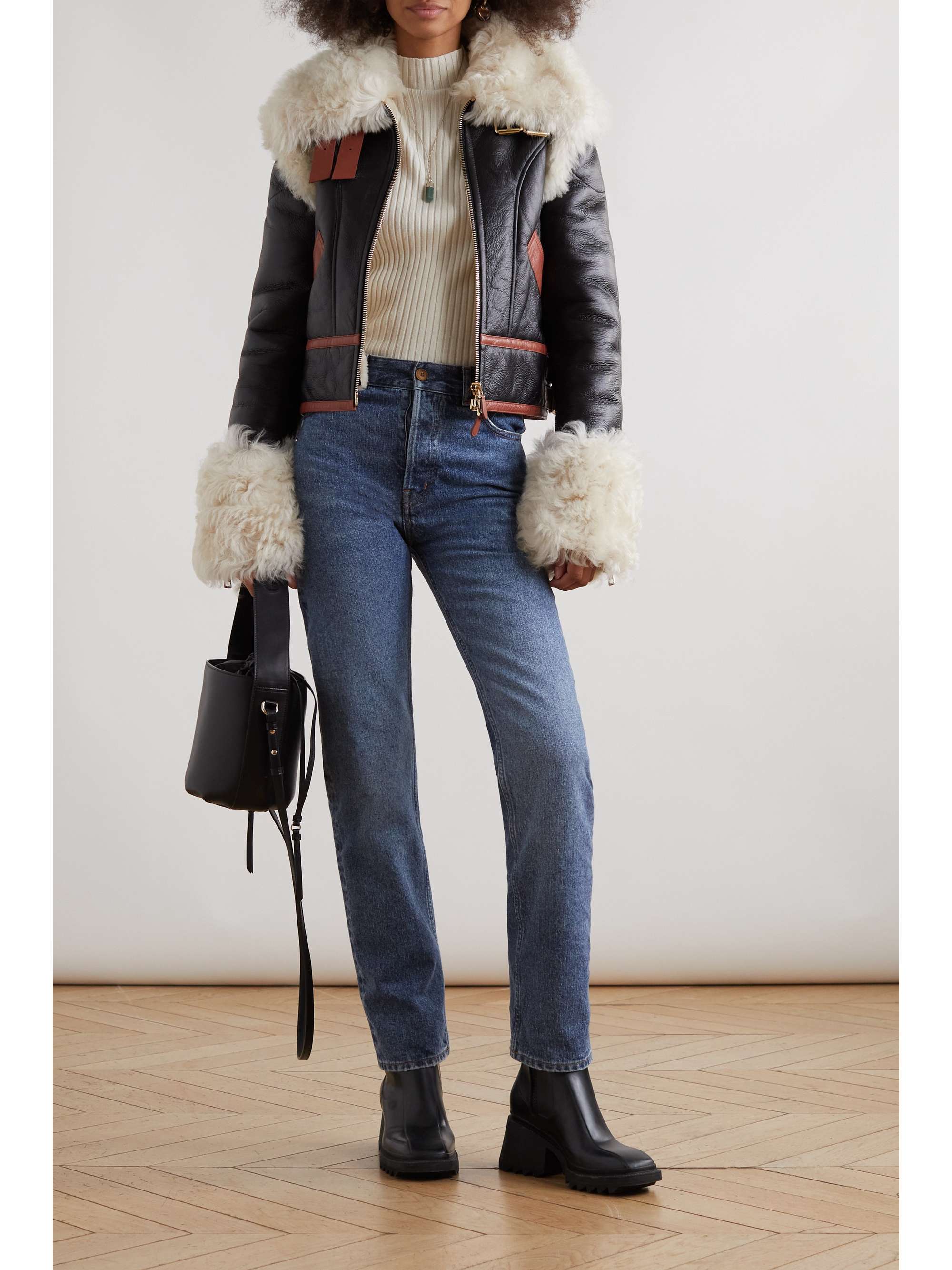 CHLOÉ Ribbed wool and cashmere-blend turtleneck sweater