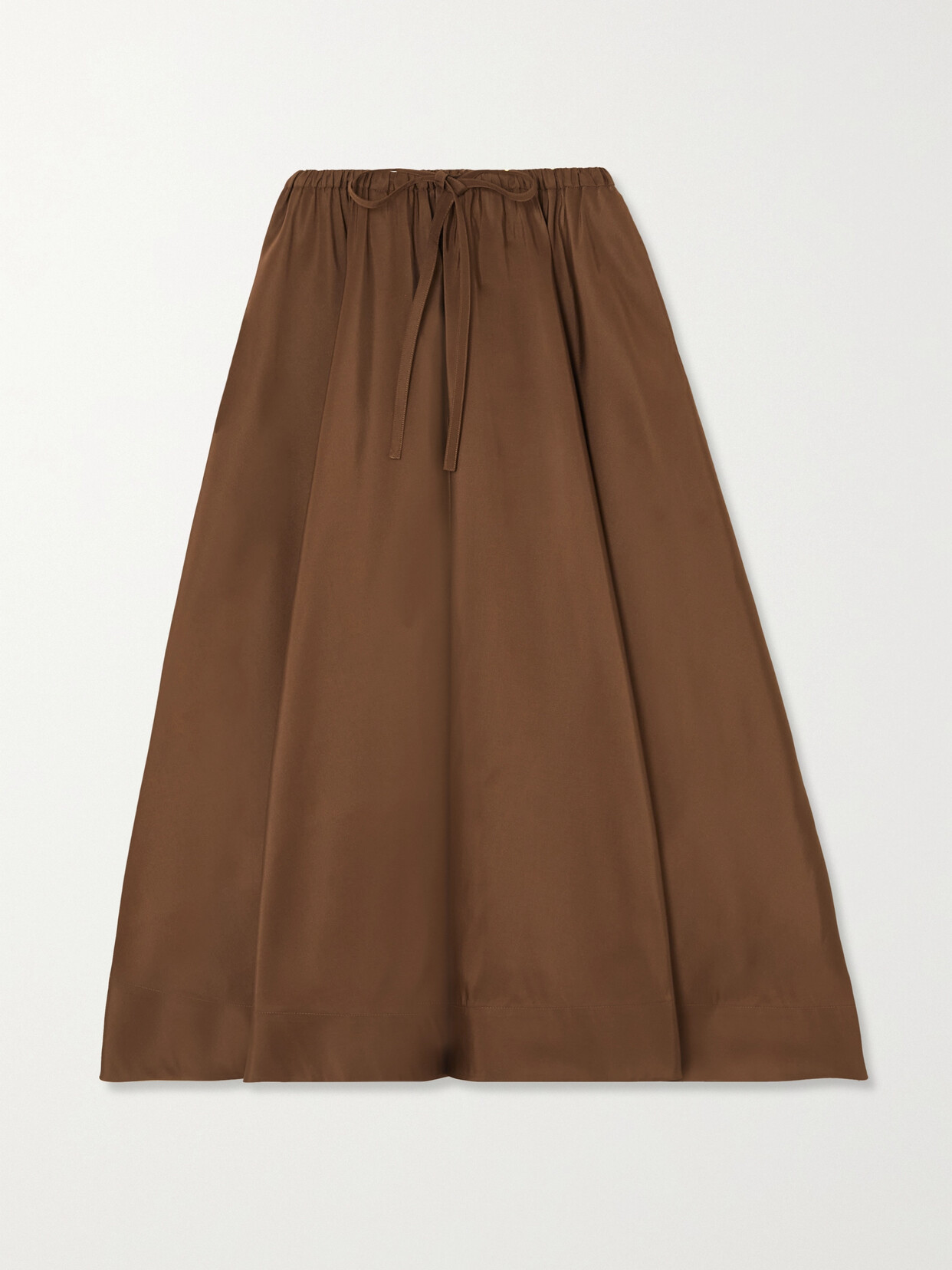 Valentino Garavani - Pleated Silk-faille Midi Skirt - Brown