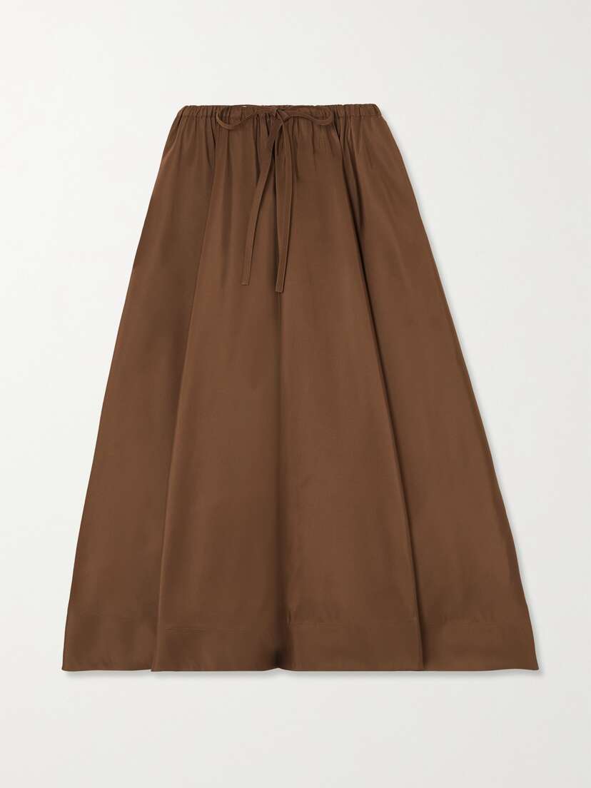 Valentino Garavani Pleated Silk-faille Midi Skirt