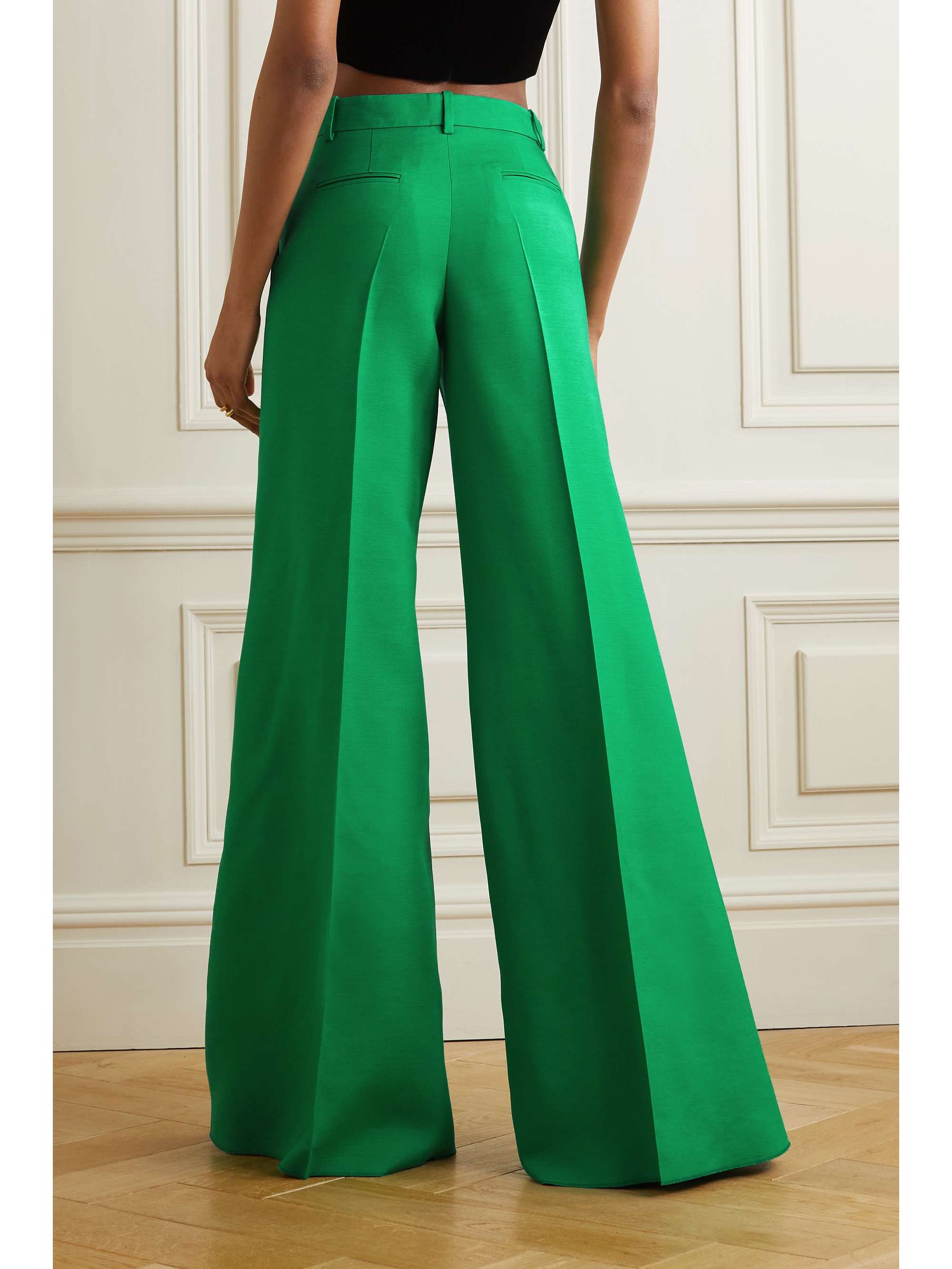 VALENTINO GARAVANI Pleated wool and silk-blend crepe wide-leg pants