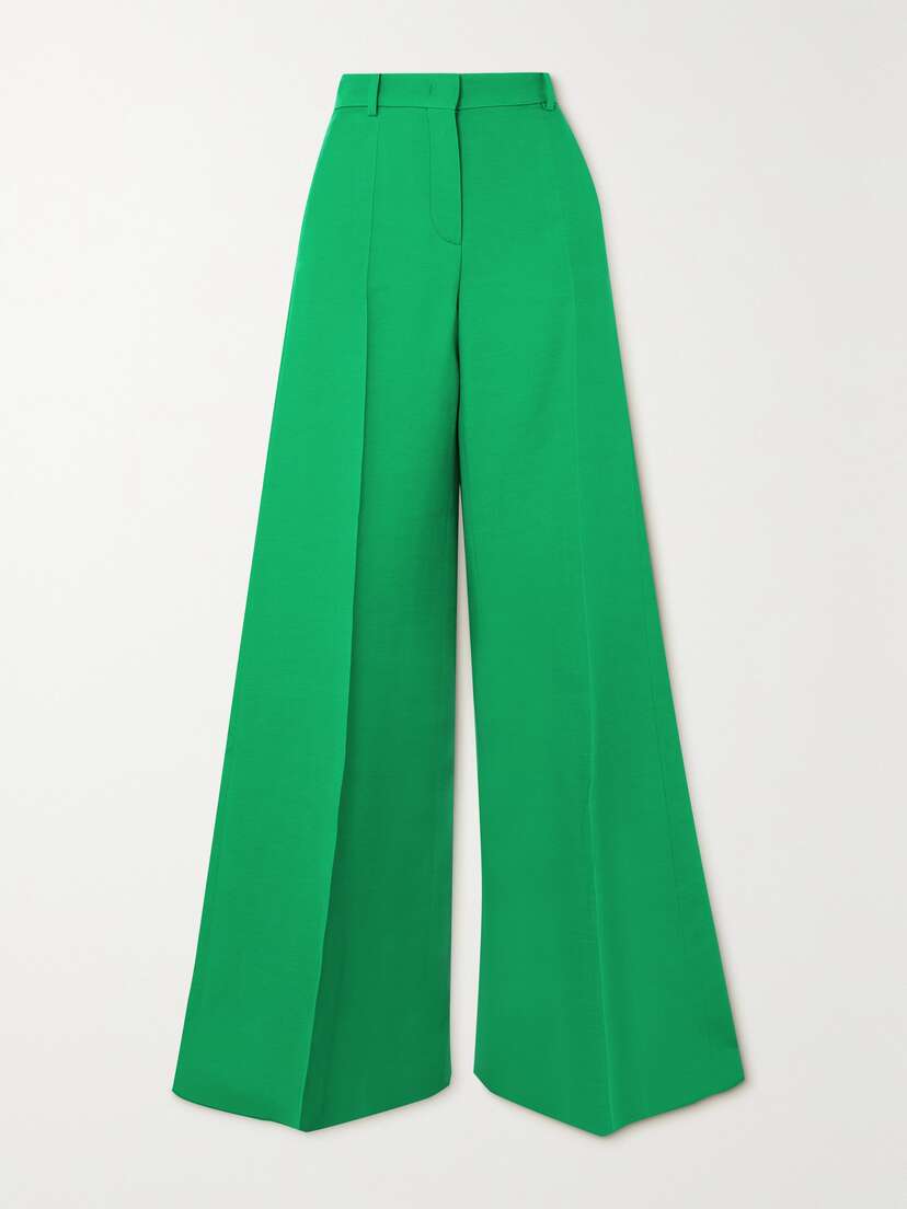Valentino Garavani — Pleated wool and silk-blend crepe wide-leg pants