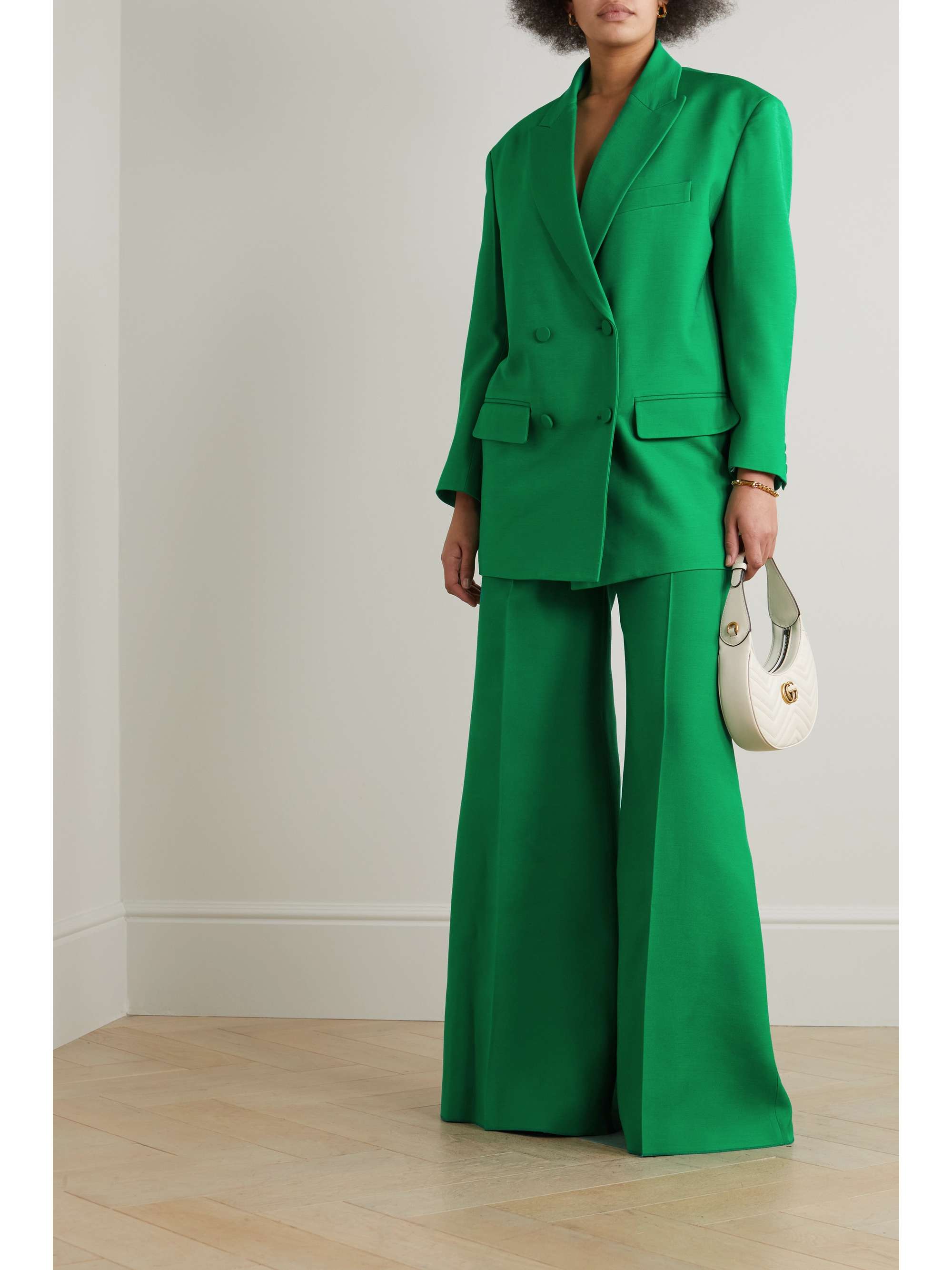 VALENTINO GARAVANI Pleated wool and silk-blend crepe wide-leg pants