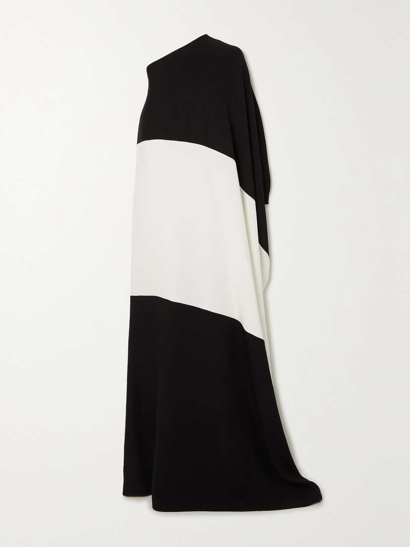 Valentino Garavani One-sleeve Two-tone Silk-cady Gown