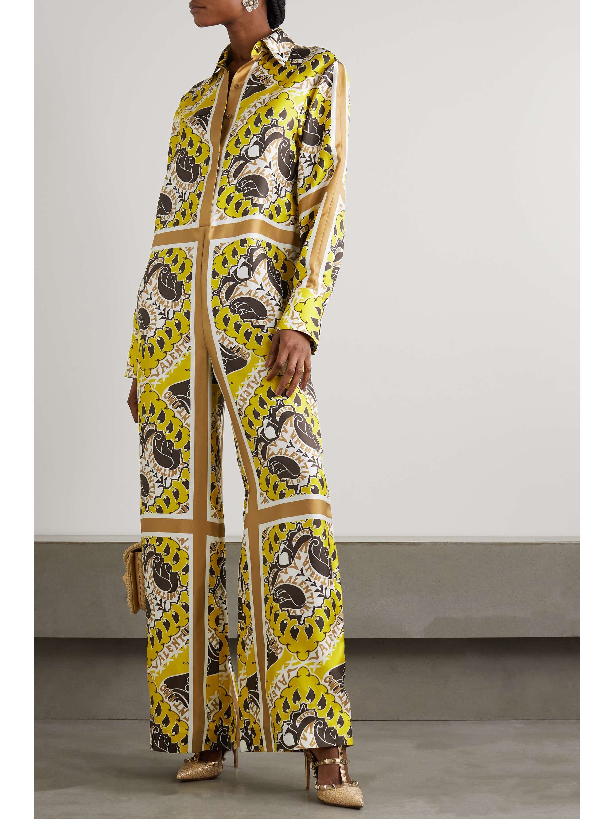 VALENTINO GARAVANI Manifesto printed silk-twill jumpsuit