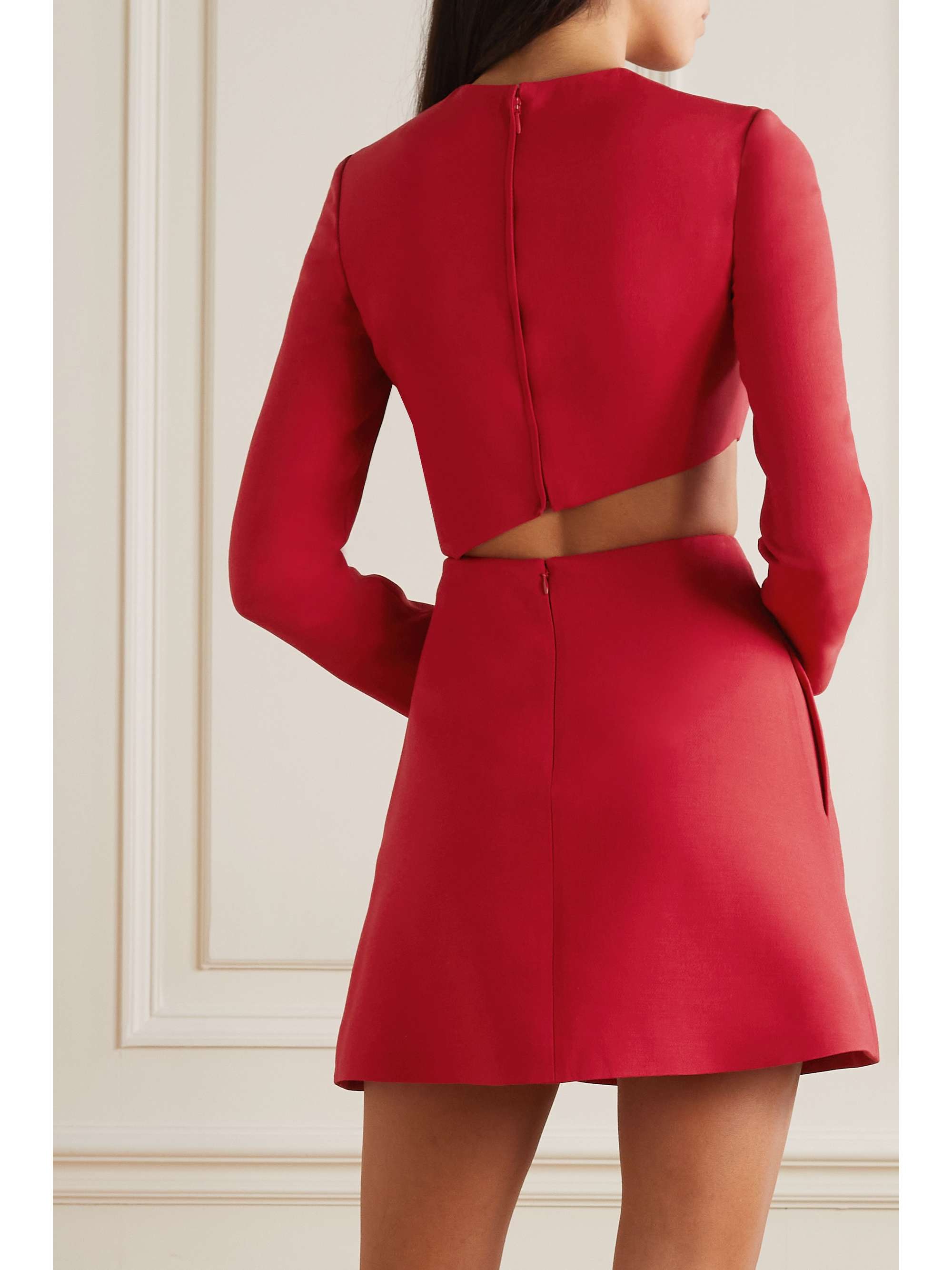 VALENTINO GARAVANI Cutout wool and silk-blend mini dress