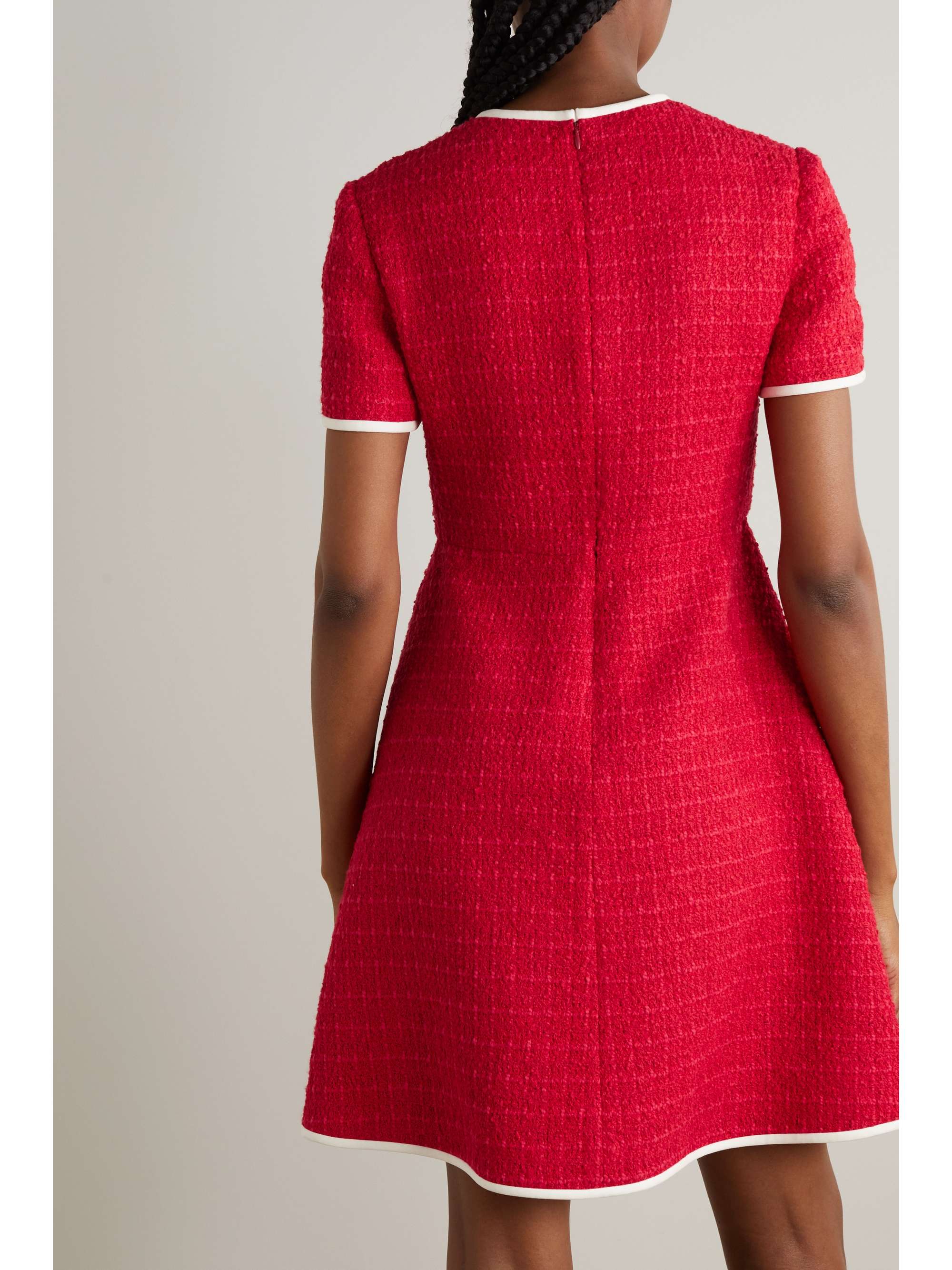 VALENTINO Embellished crepe-trimmed bouclé dress
