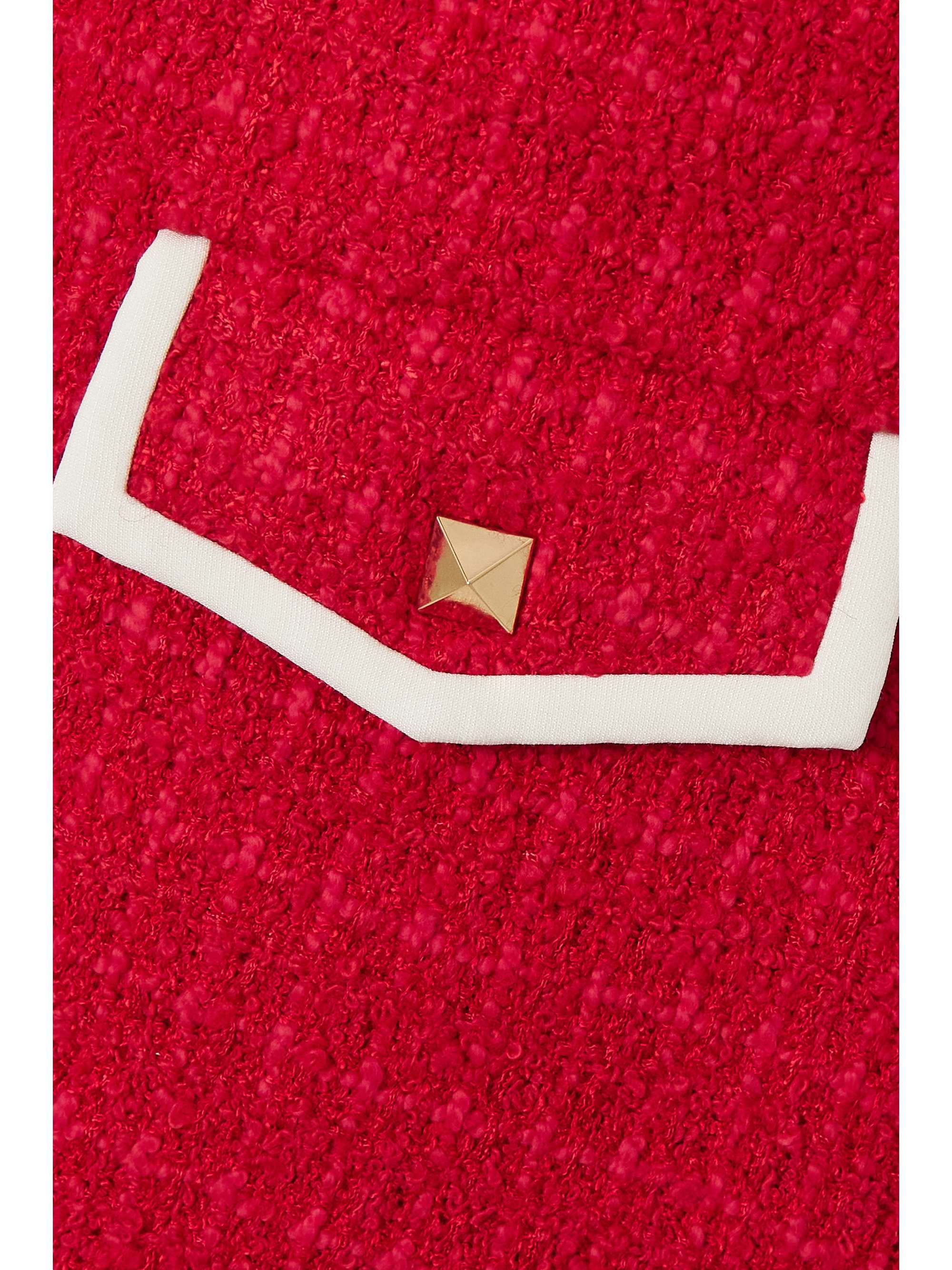 VALENTINO Embellished crepe-trimmed bouclé dress