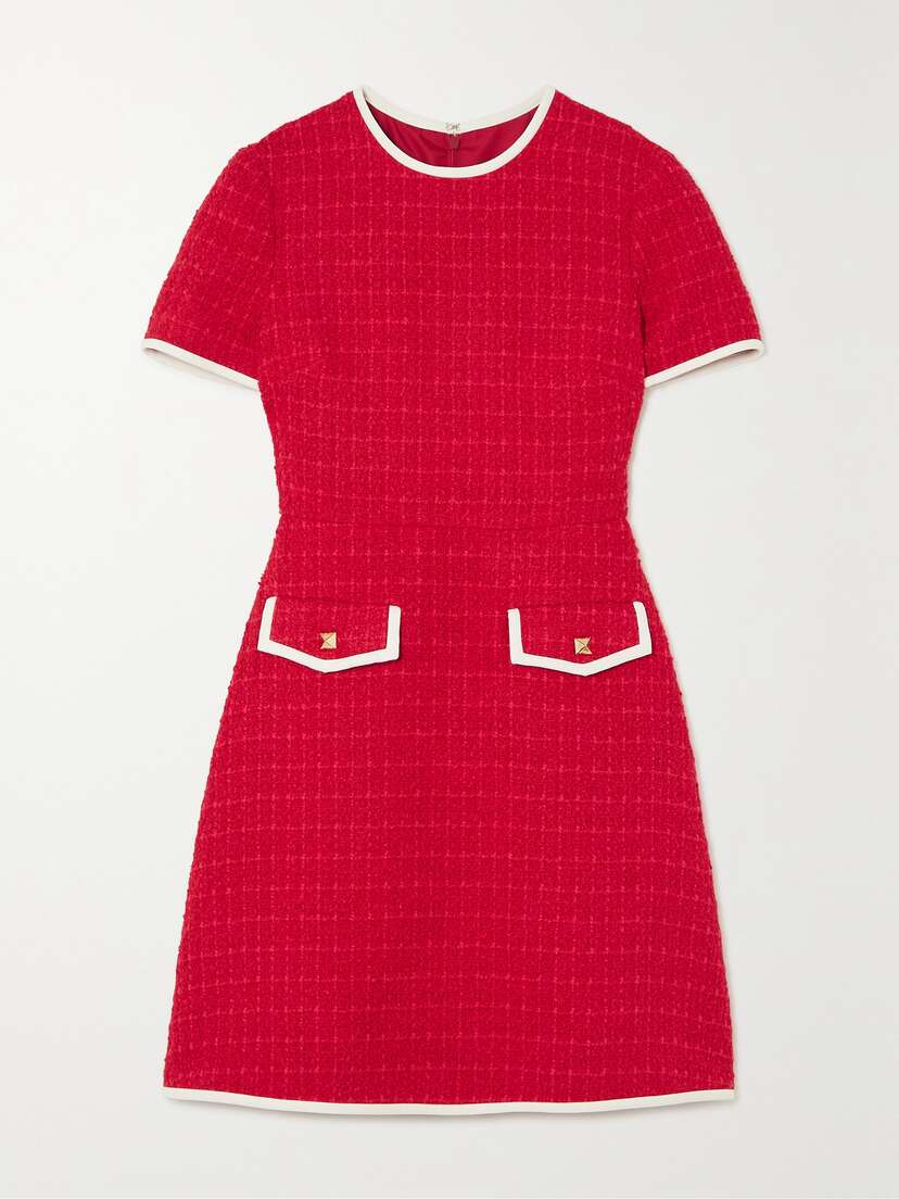 Valentino Garavani Embellished Crepe-trimmed Bouclé Dress
