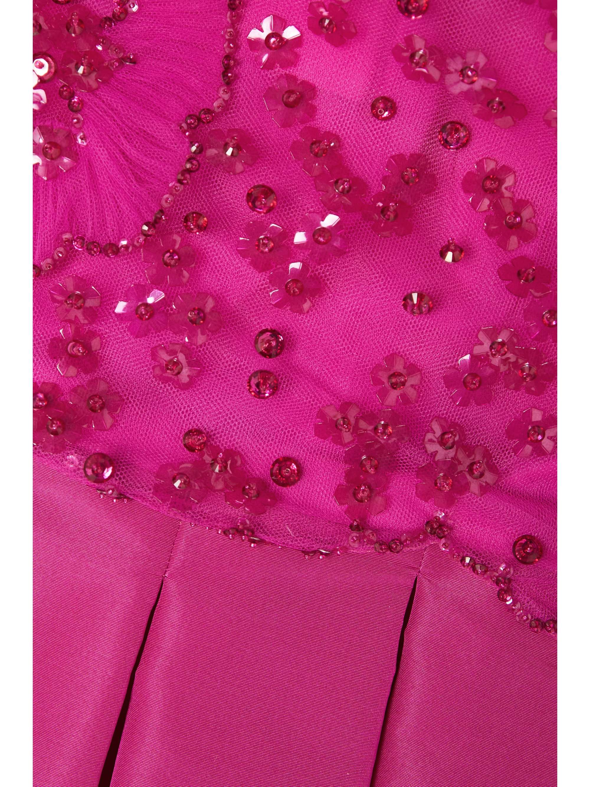 VALENTINO Embellished tulle and silk-faille mini dress