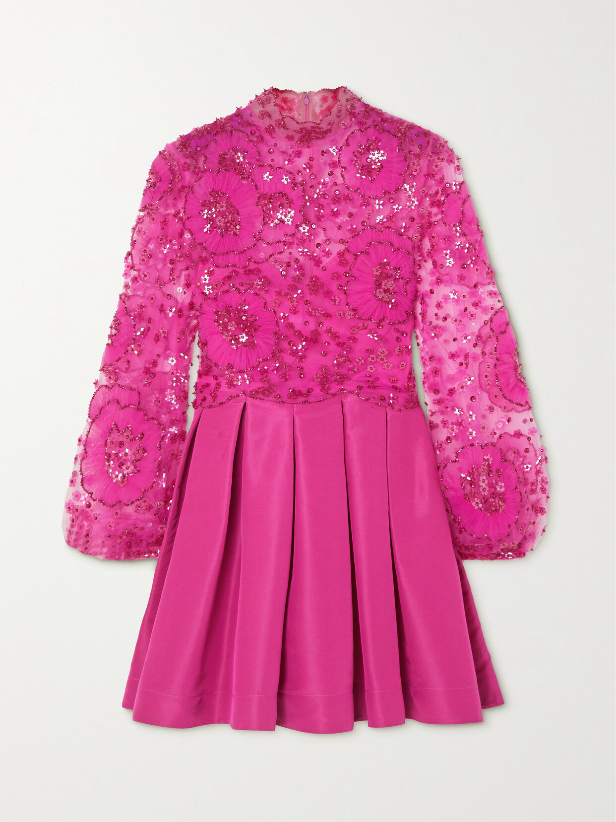 Valentino - Embellished Tulle And Silk-faille Mini Dress - Pink