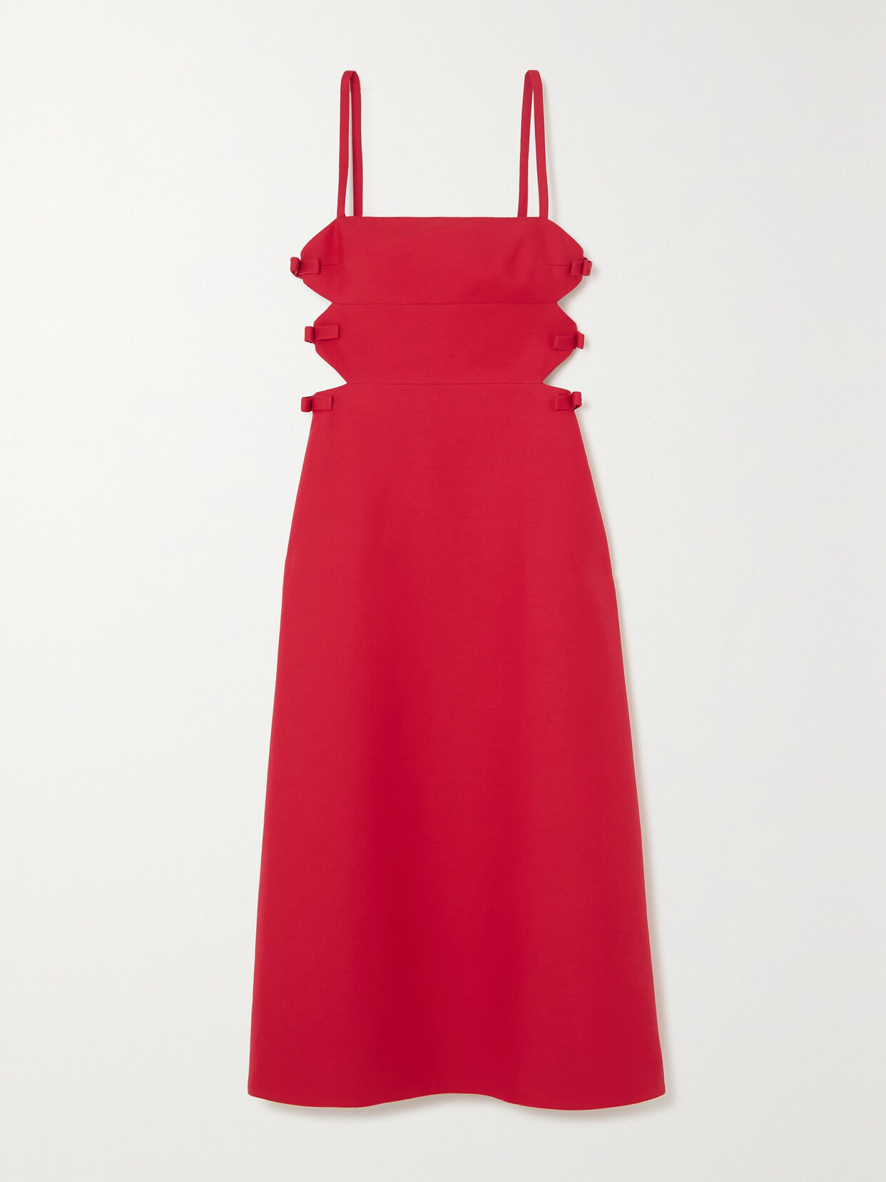 Valentino Garavani - Bow-detailed Cutout Wool And Silk-blend Midi Dress - Red