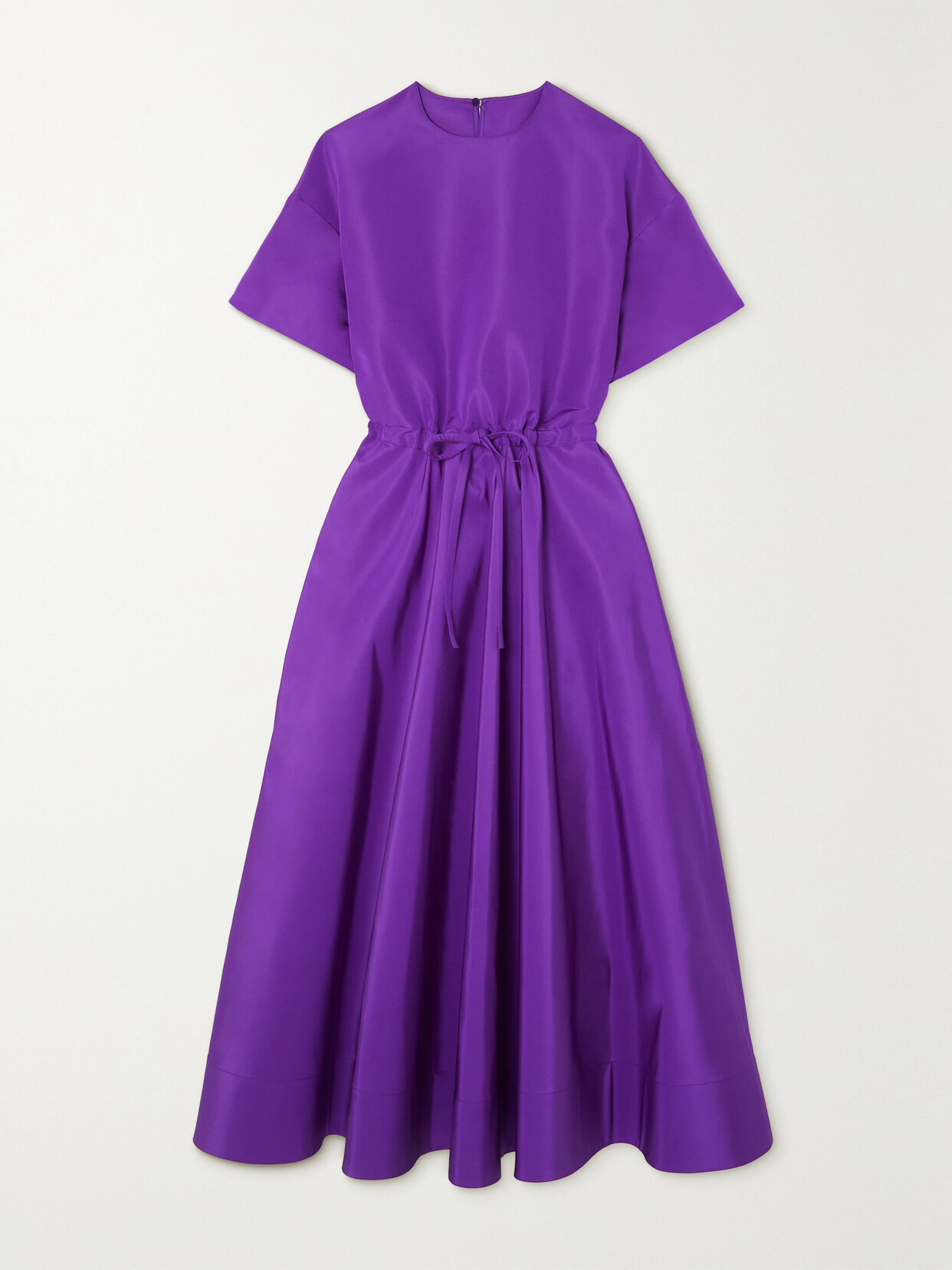 Valentino Gathered Silk-faille Maxi Dress In Purple