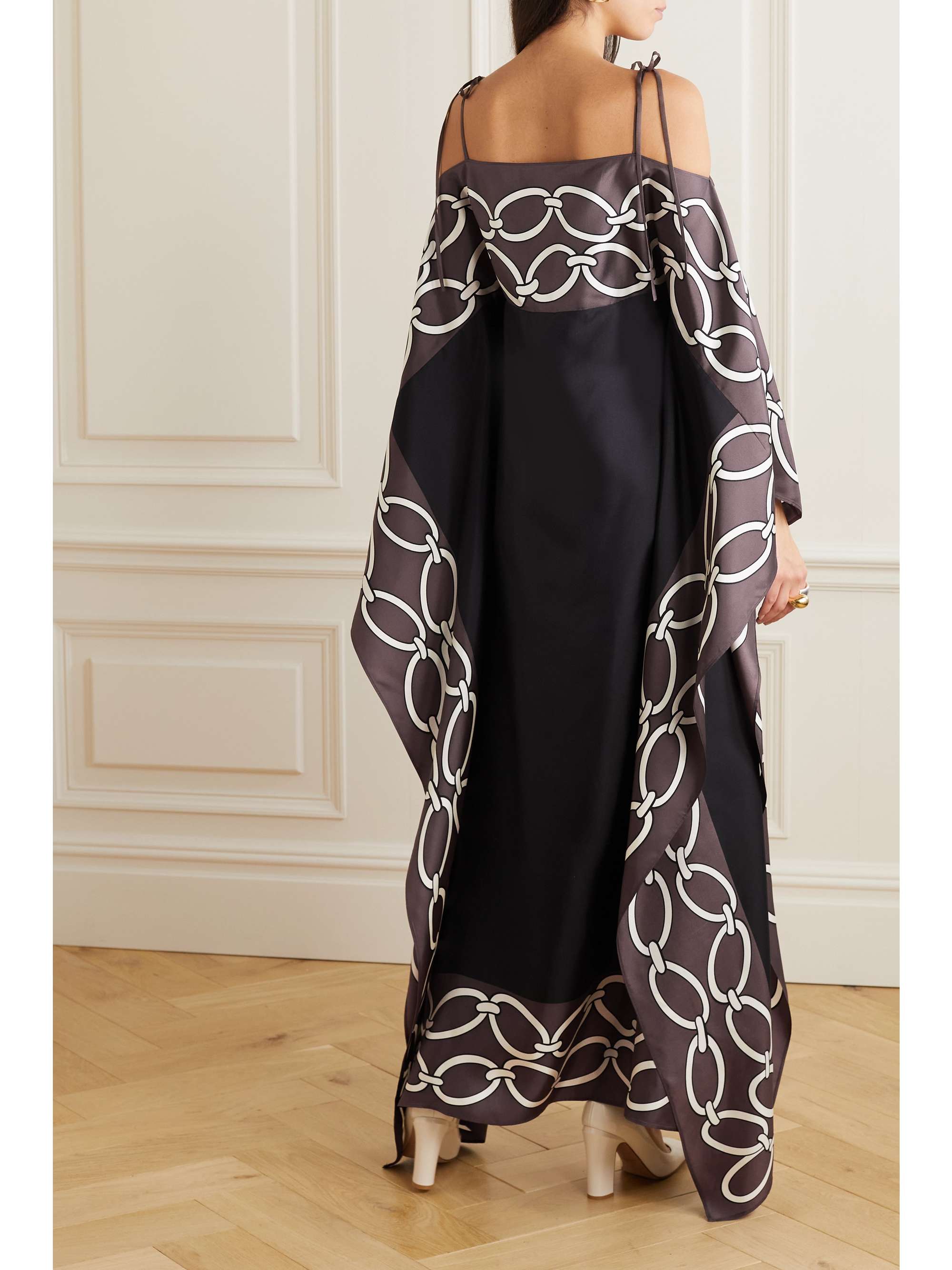 VALENTINO GARAVANI Off-the-shoulder printed silk gown