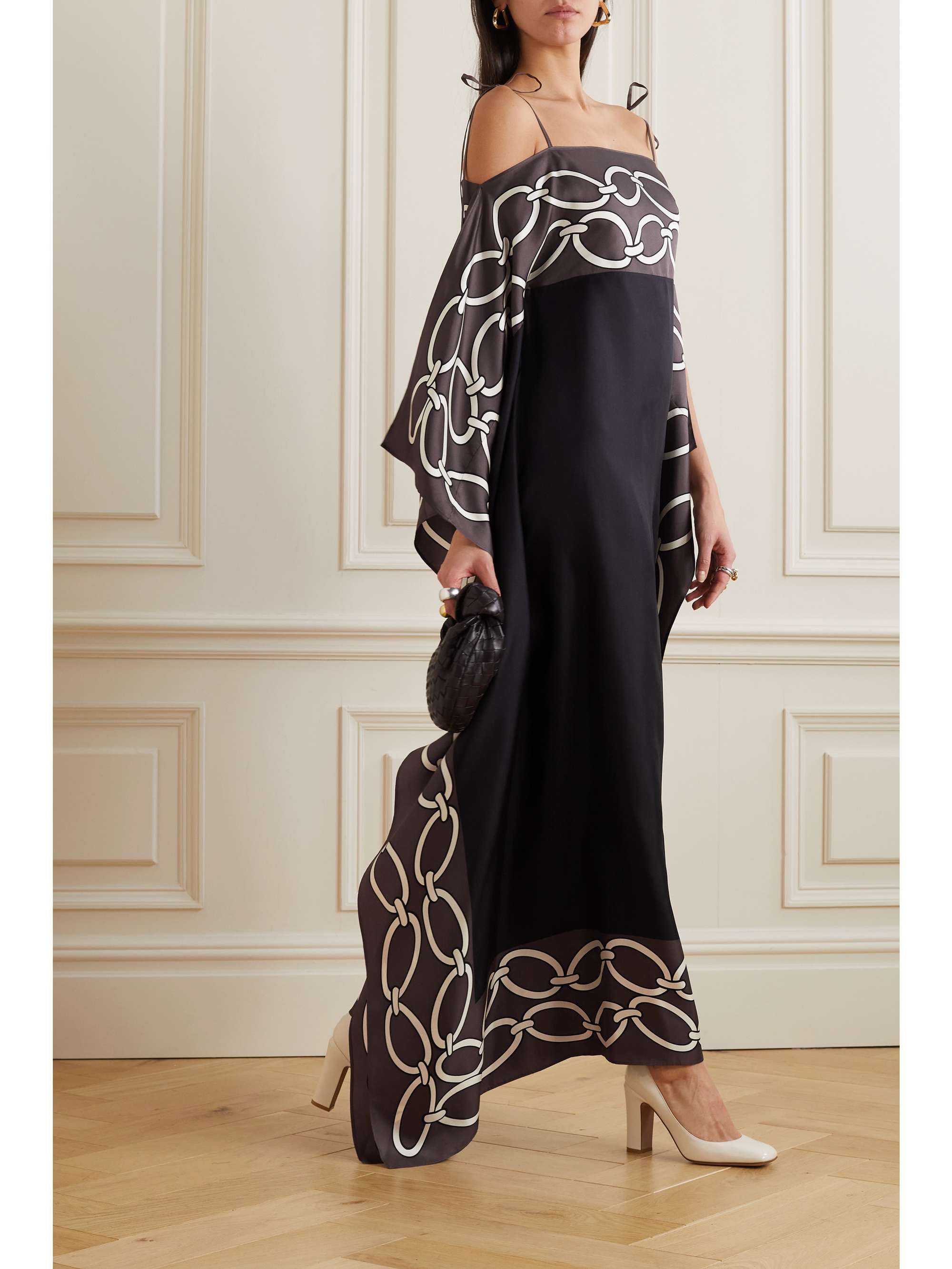 VALENTINO GARAVANI Off-the-shoulder printed silk gown