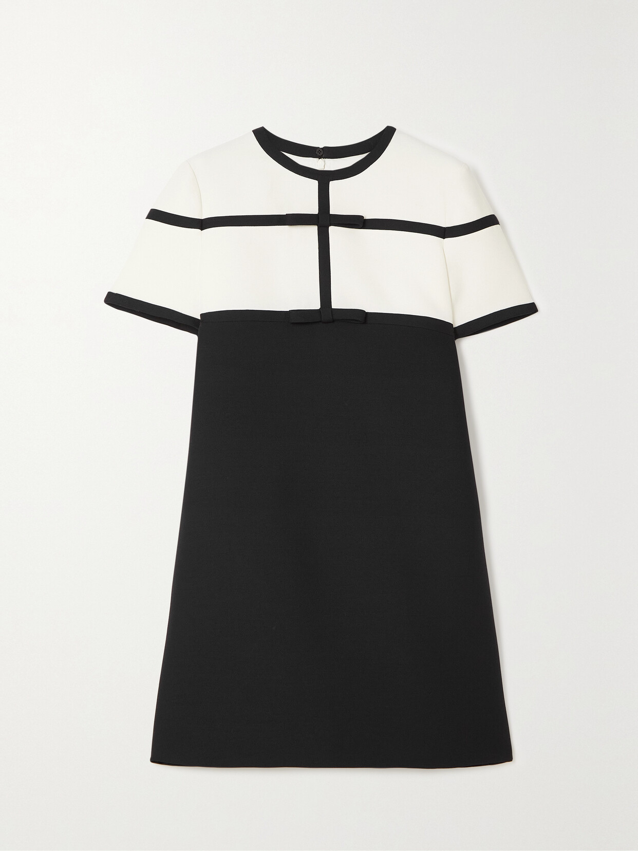 Valentino Garavani Bow-detailed Wool And Silk-blend Crepe Mini Dress - Black