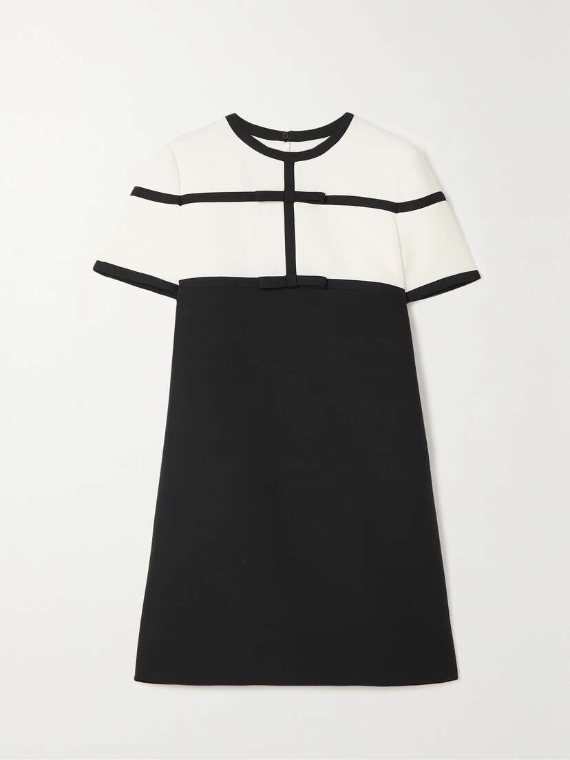 Valentino Garavani Bow-detailed Wool And Silk-blend Crepe Mini Dress