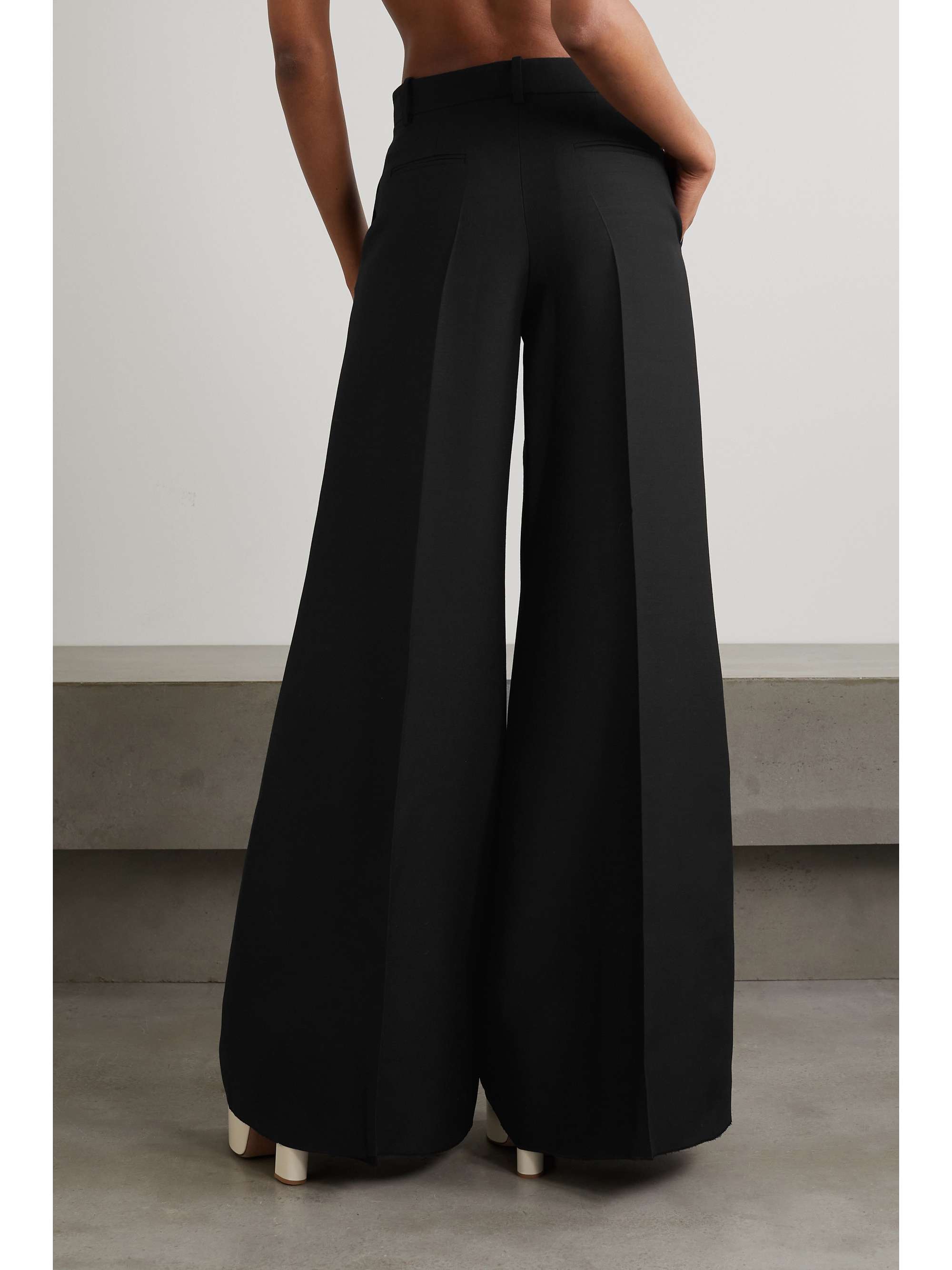 VALENTINO Pleated wool and silk-blend crepe wide-leg pants