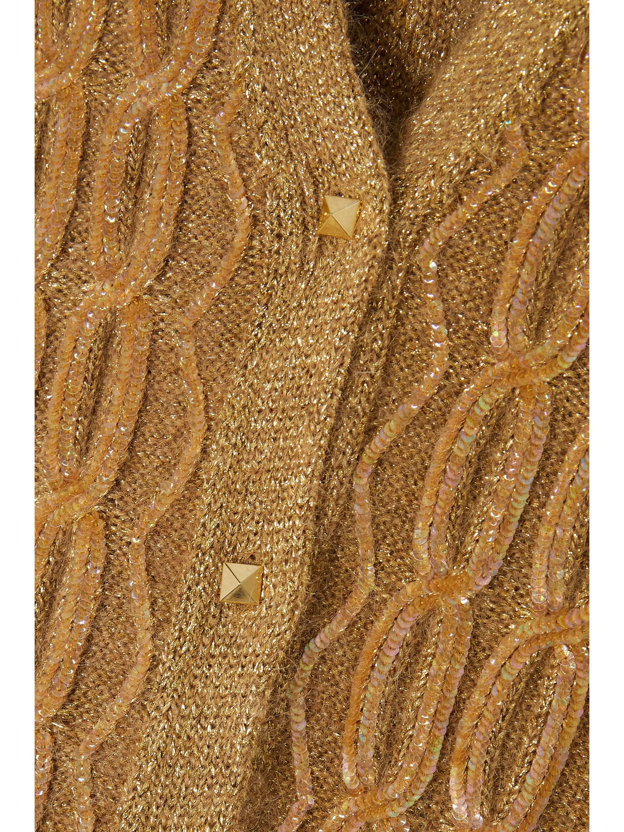 VALENTINO Sequined metallic cable-knit cardigan