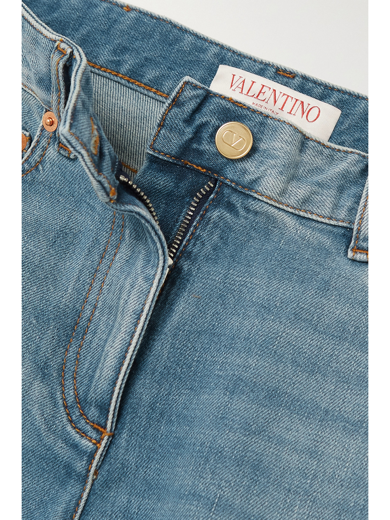 Garavani - Chain-Embellished High-Rise Flared Jeans