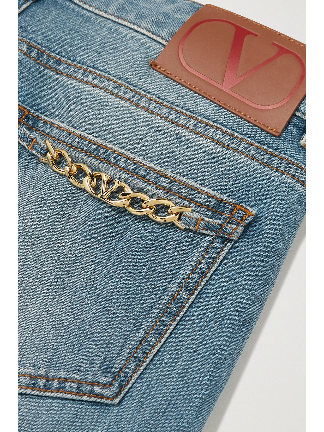 Garavani - Chain-Embellished High-Rise Flared Jeans