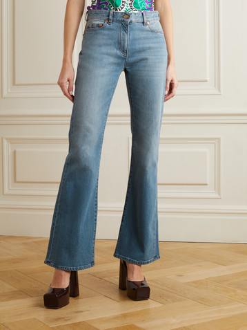 Valentino Garavani Chain-embellished high-rise flared jeans