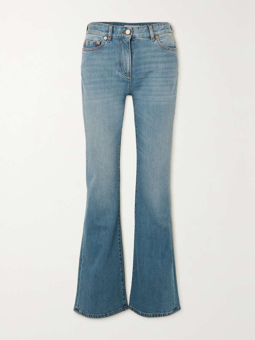 Valentino Garavani — Chain-embellished high-rise flared jeans