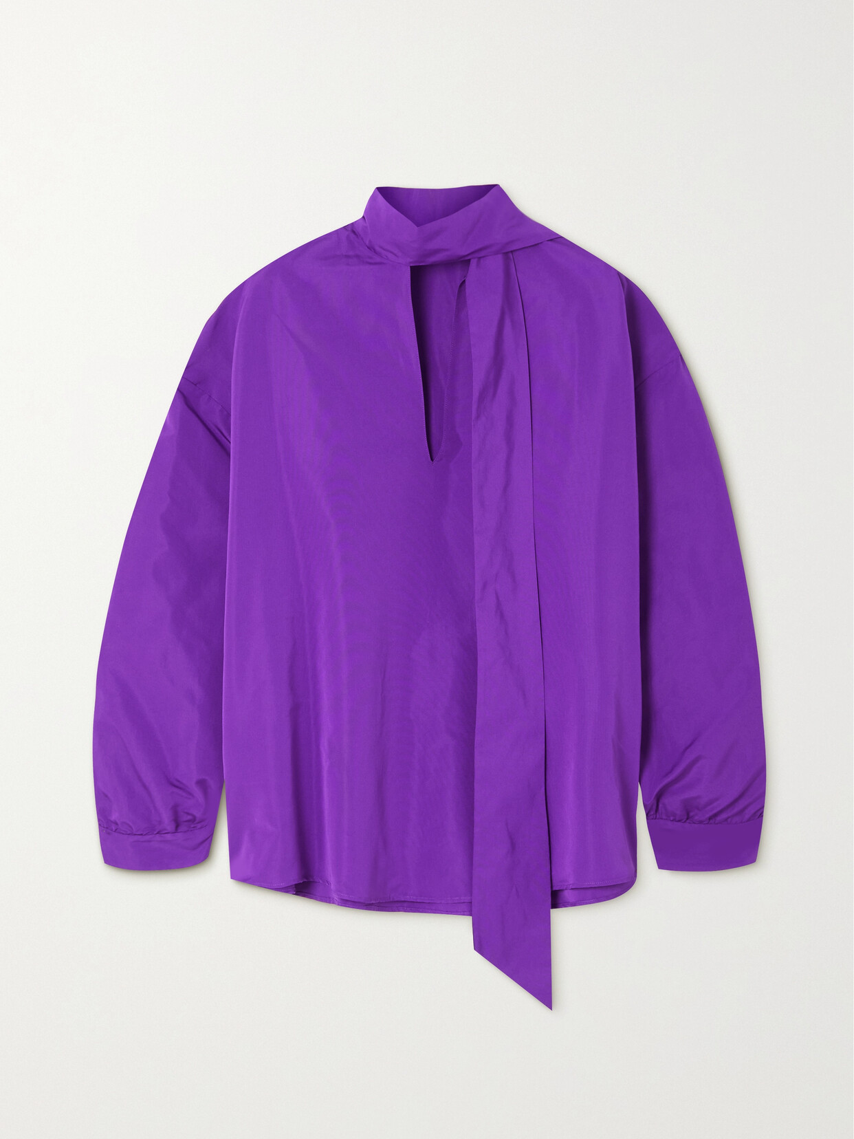 Valentino Tie-detailed Cotton-blend Faille Blouse In Purple