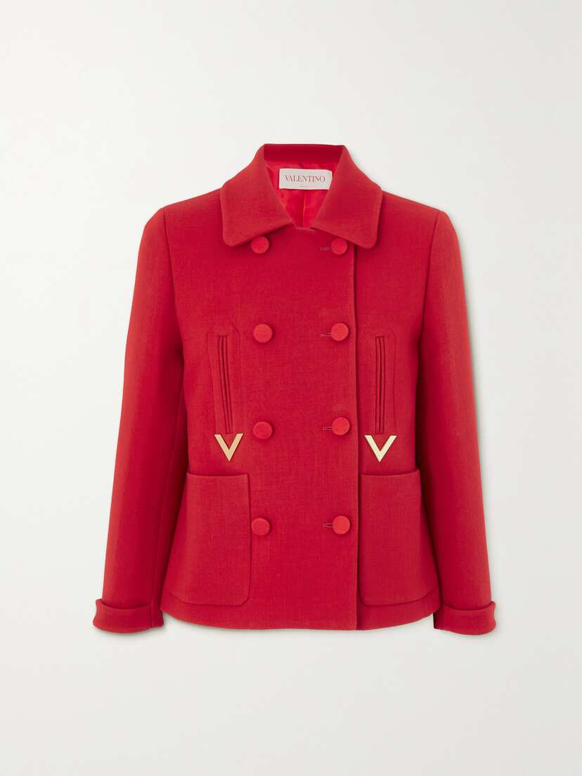 Valentino Garavani Double-breasted Embellished Wool-blend Jacket
