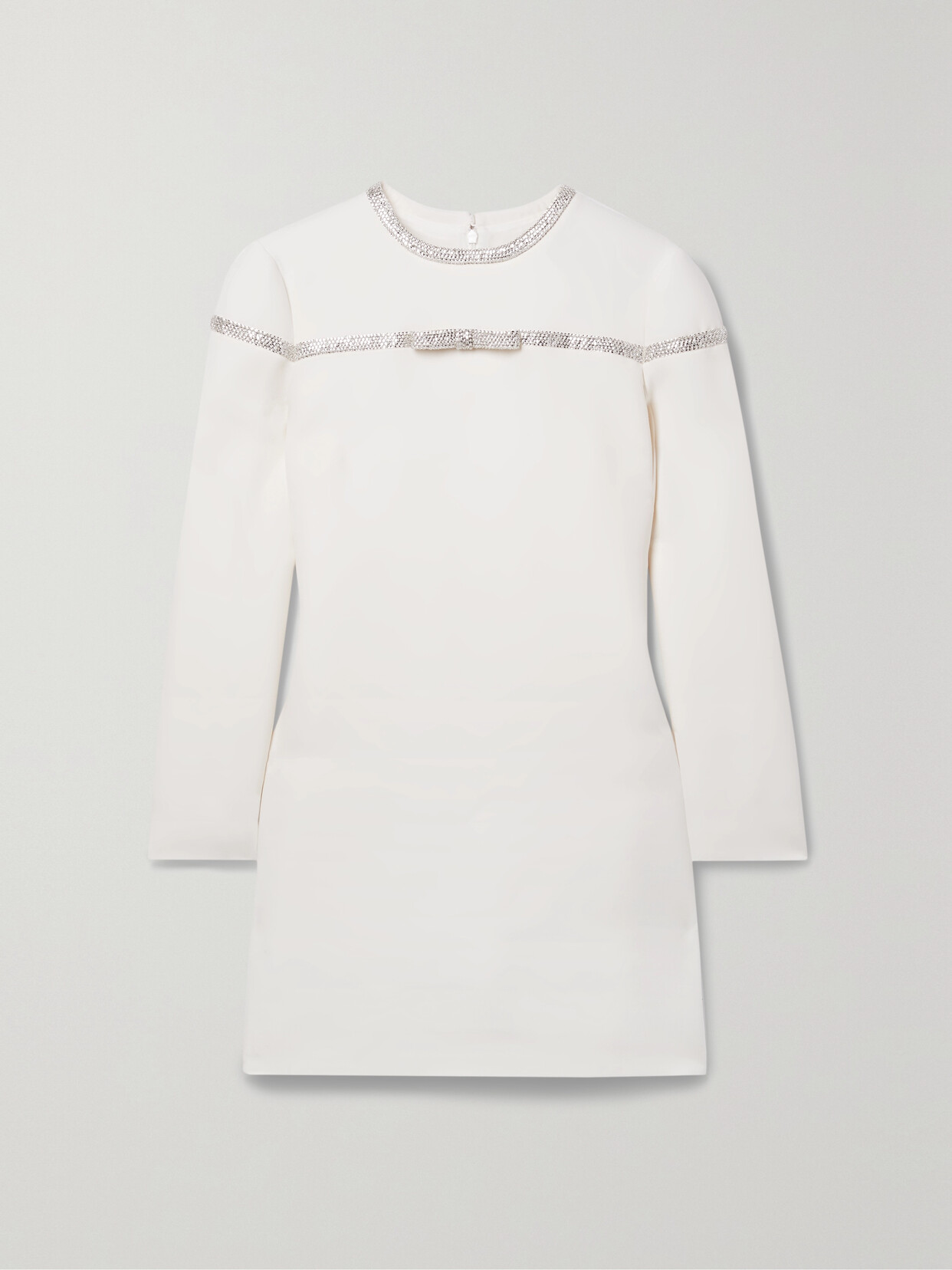 Valentino Garavani - Crystal-embellished Wool And Silk-blend Crepe Mini Dress - White