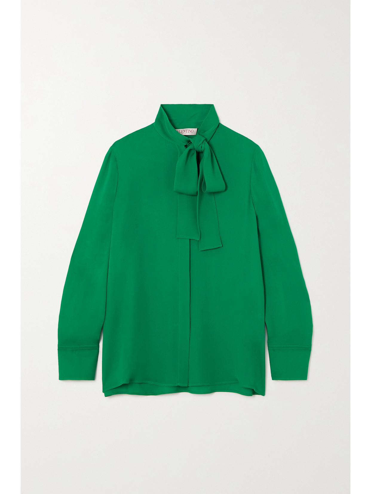 Valentino - Pussy-bow Silk Blouse - Green