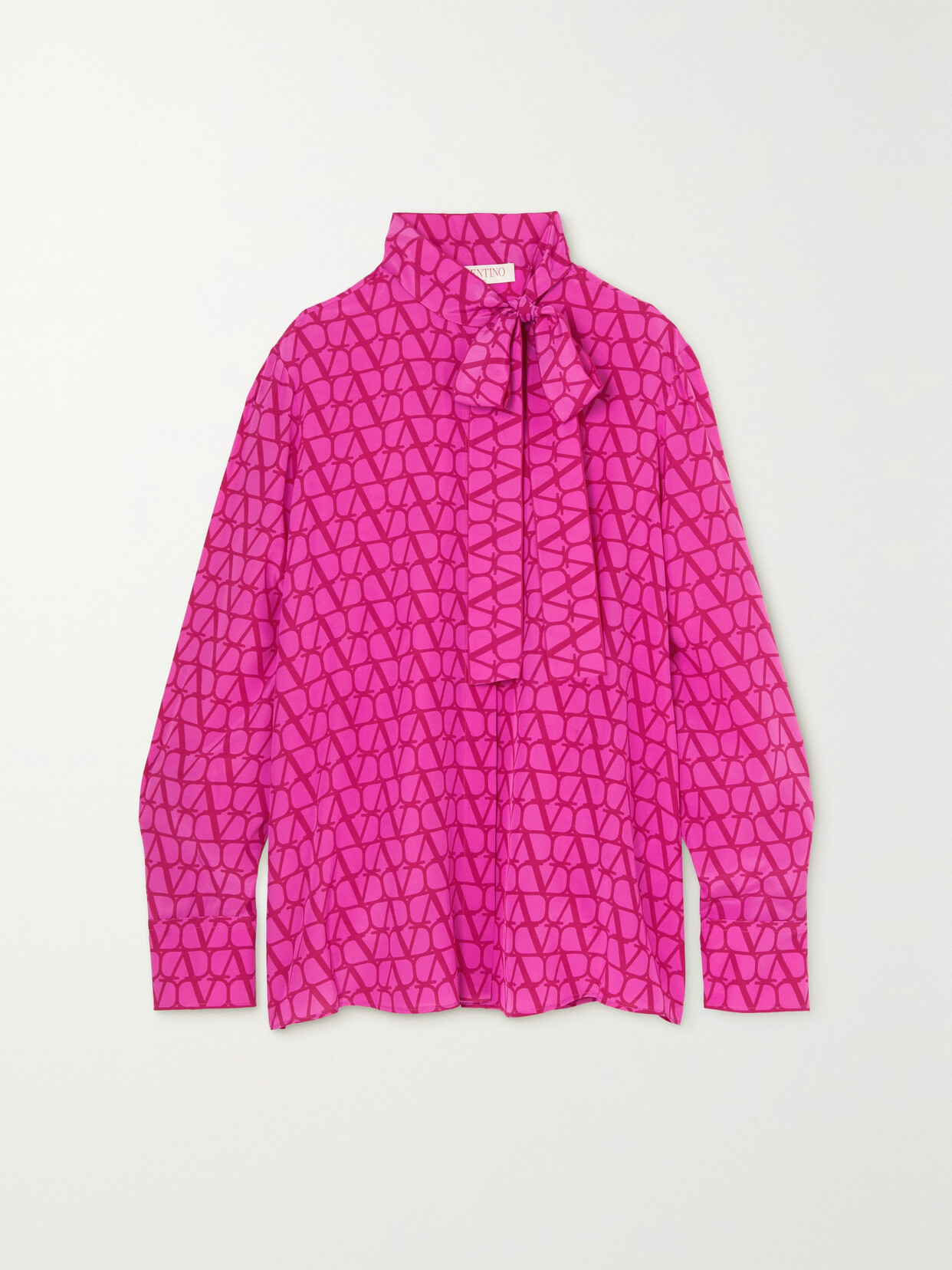 Valentino Garavani - Toile Iconographe Pussy-bow Printed Silk Crepe De Chine Blouse - Pink