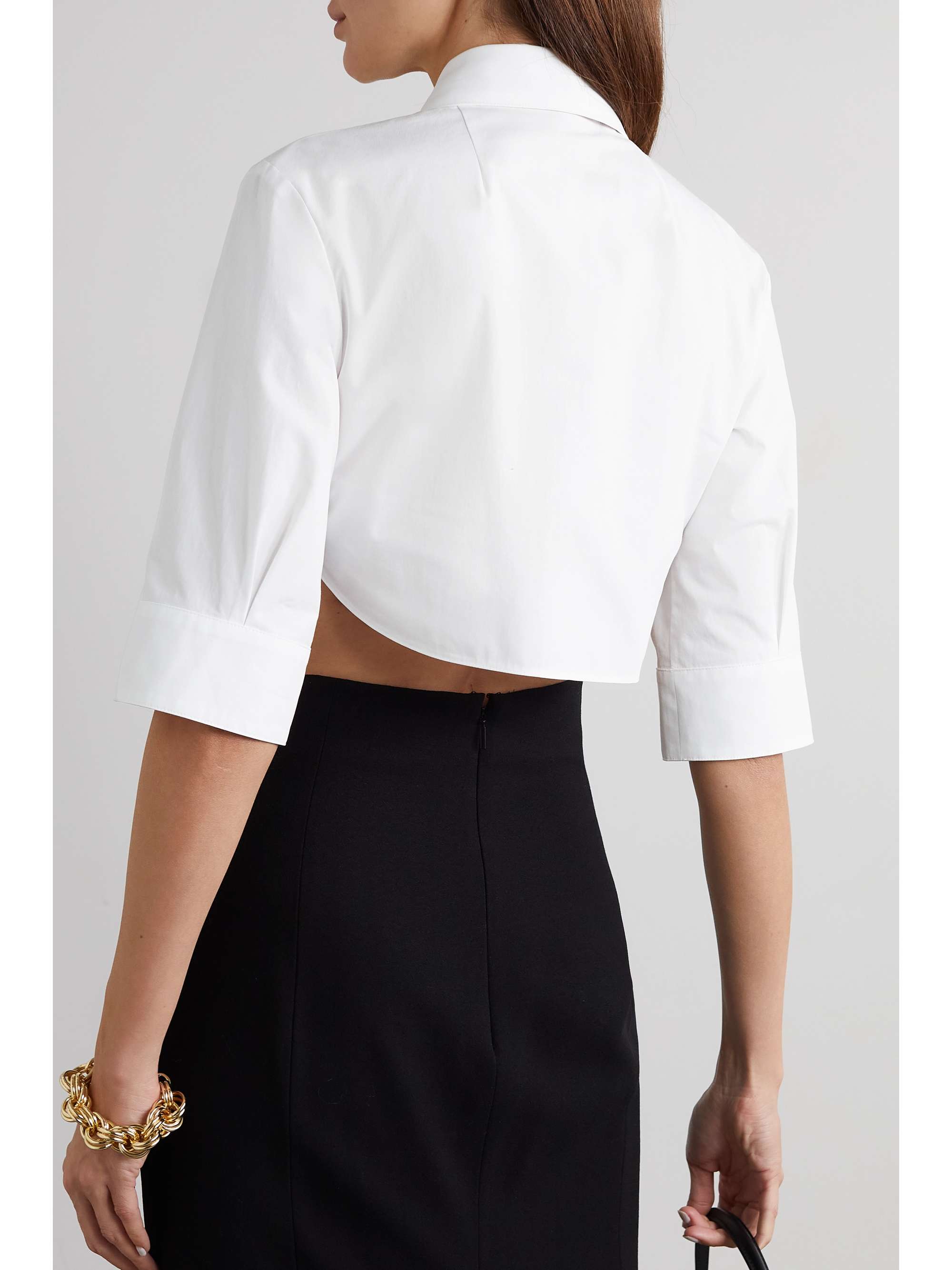 VALENTINO Pussy-bow cotton-poplin shirt