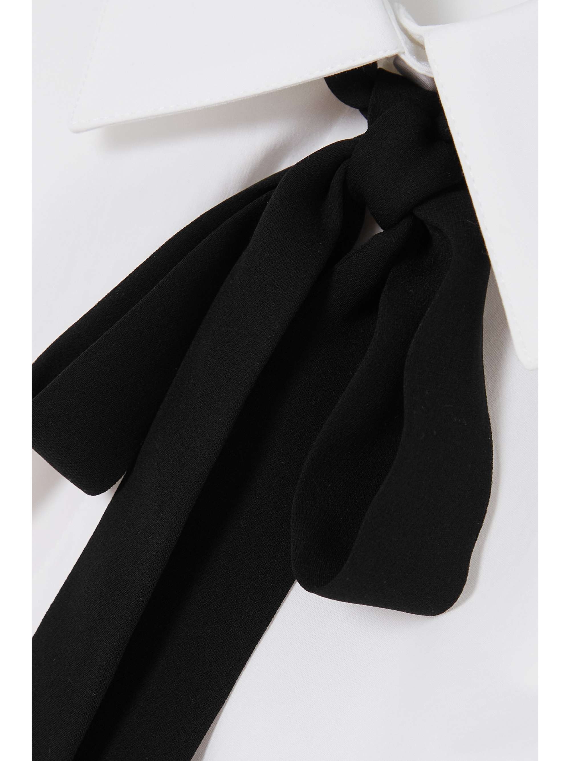 VALENTINO Pussy-bow cotton-poplin shirt