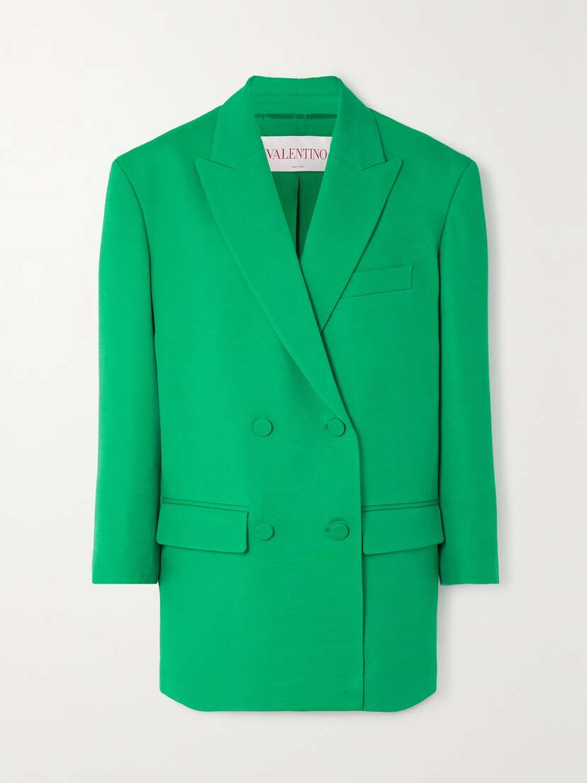Valentino Garavani Oversized Double-breasted Wool And Silk-blend Crepe Blazer