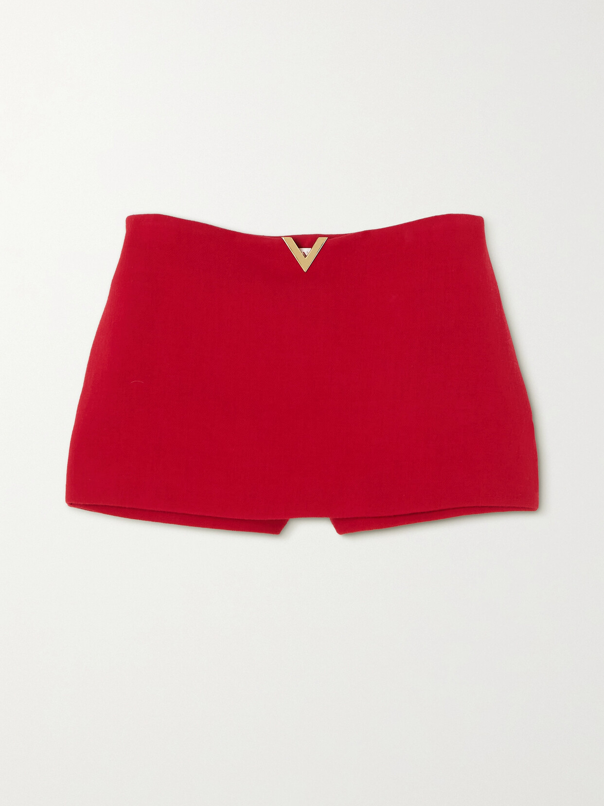 Valentino Embellished Wool-blend Crepe Shorts In Red